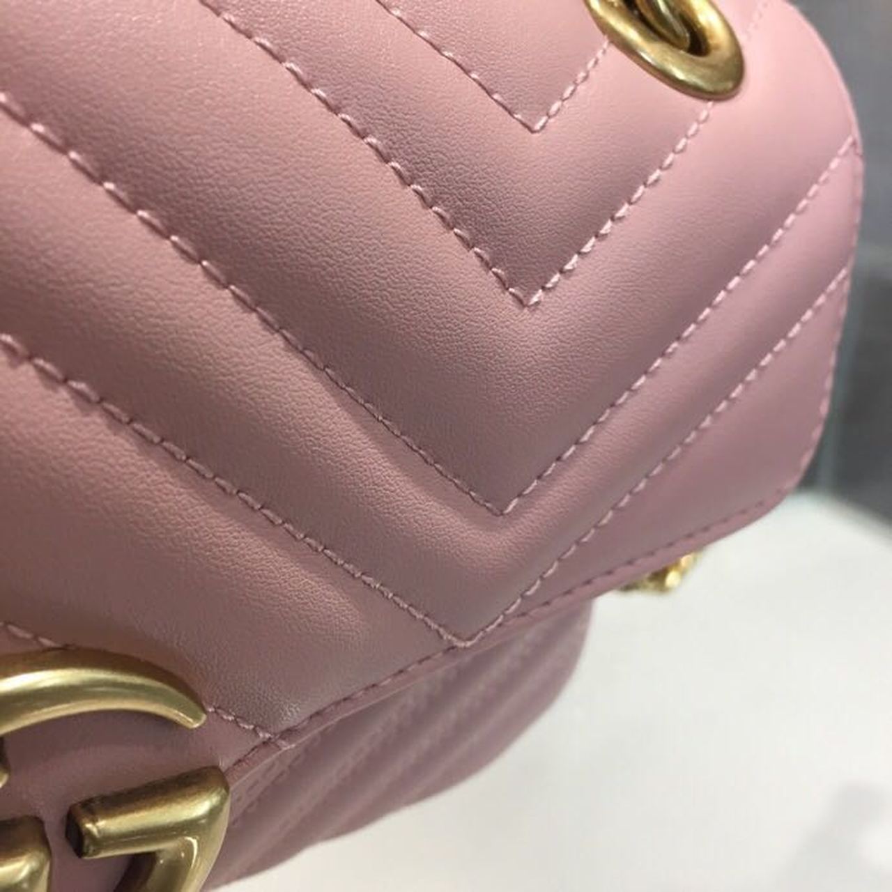 gg Marmont Small Matelassé Shoulder Bag Dusty Pink Matelassé Chevron For Women 10in/26cm gg 443497 DTDIT 5729