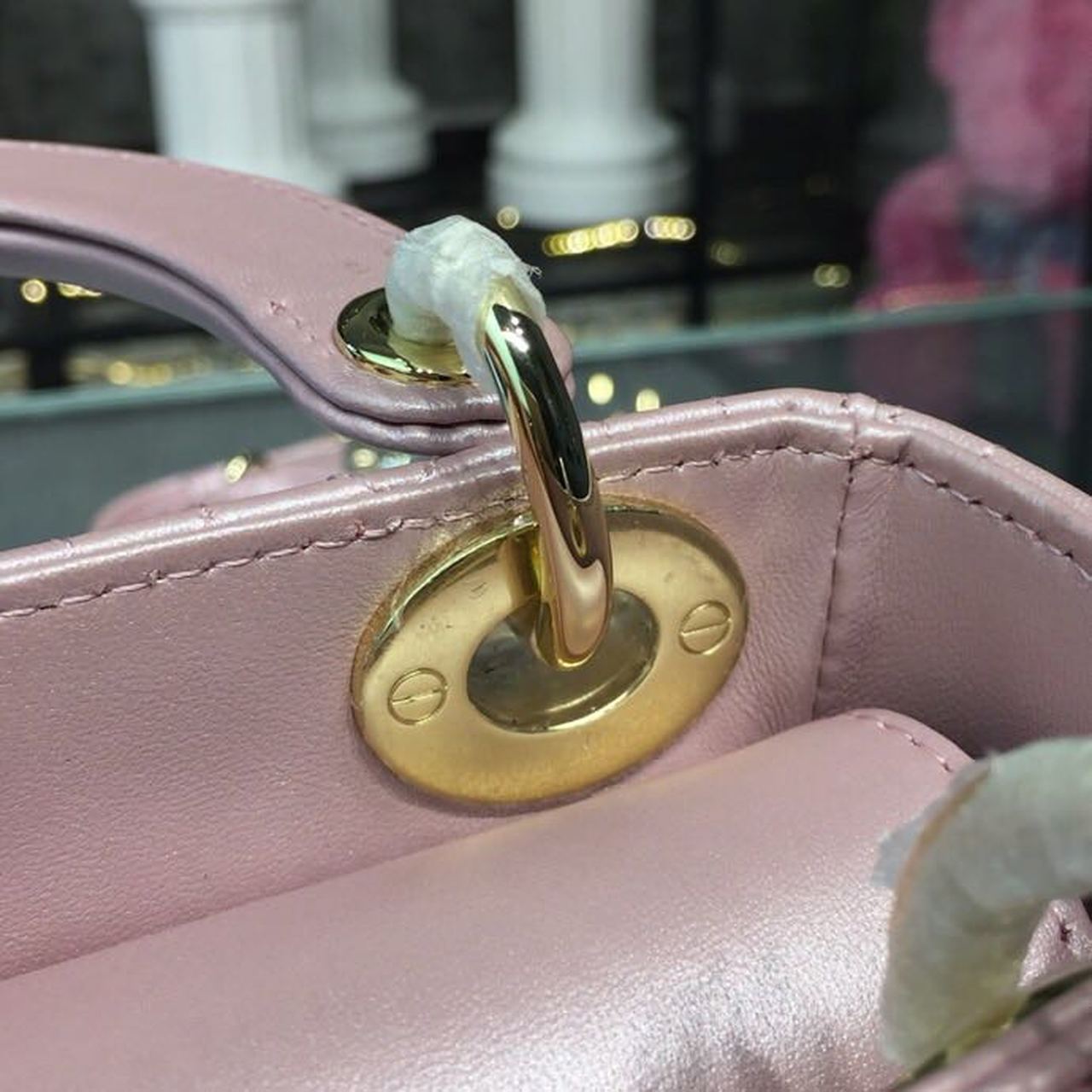 DI Mini Lady Cannage Quilted Bag with Chain Gold Toned Hardware Pink For Women 6.5in/17cm CD