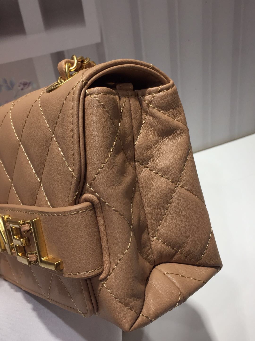 ChanelFront Logo Small Flap Bag Gold Hardware Apricot For Women, Women’s Handbags, Shoulder Bags 8.2in/21cm AS1490