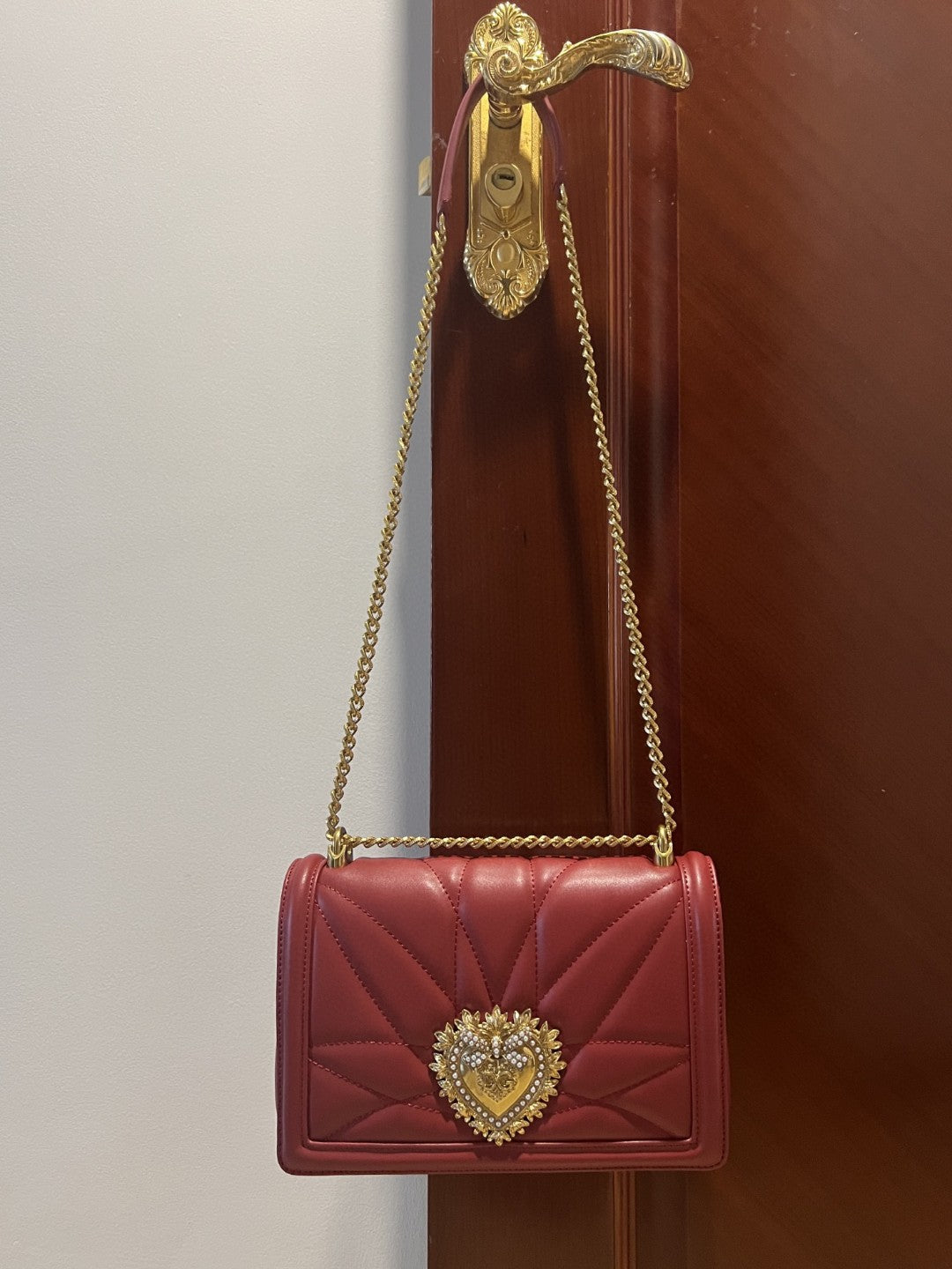 DG Large Devotion Bag In Quilted Nappa Burgundy For Women 10in/26cm DG