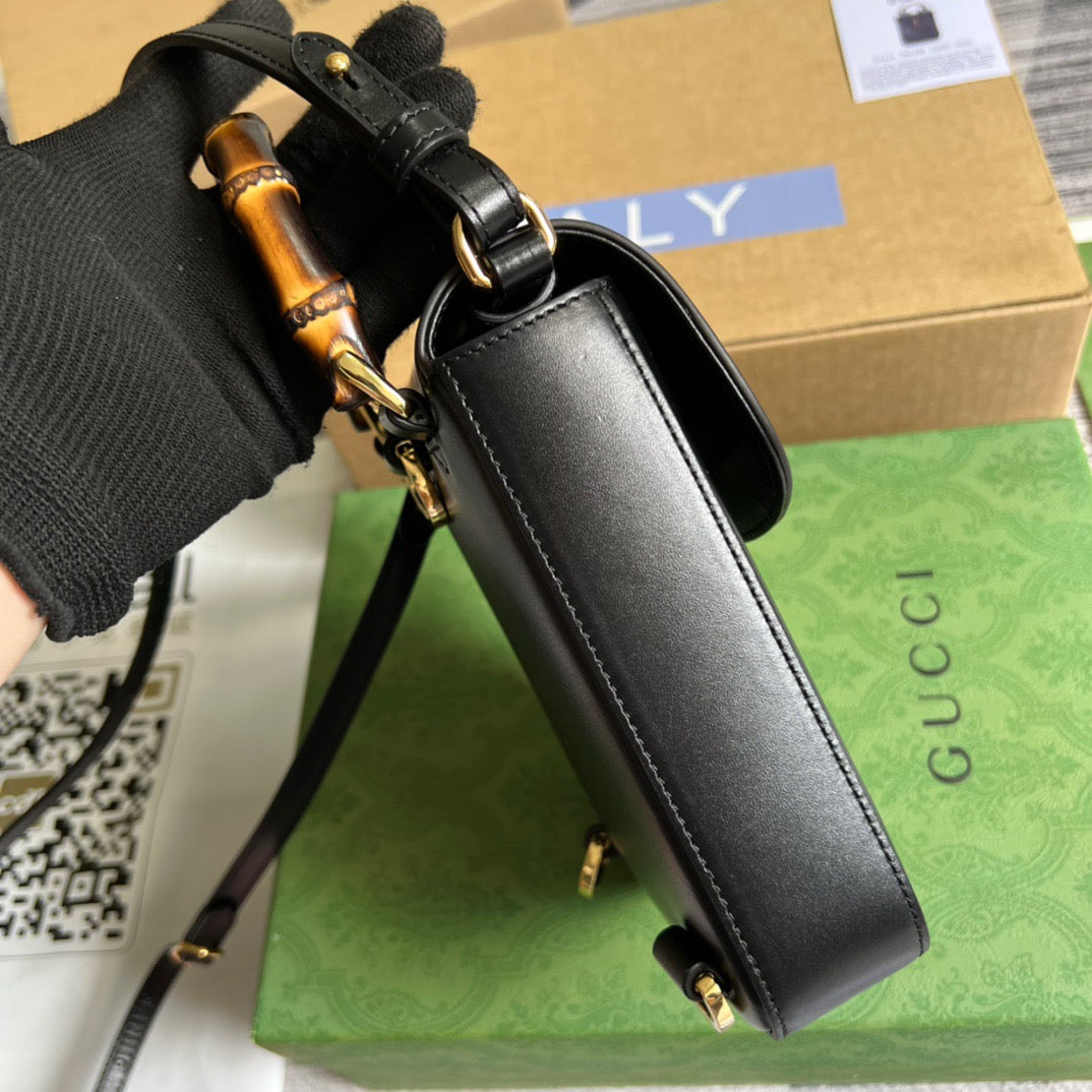 gg Bamboo Mini Handbag Black For Women, Women’s Bags 6.2in/16cm gg 702106 UZY0T 1000