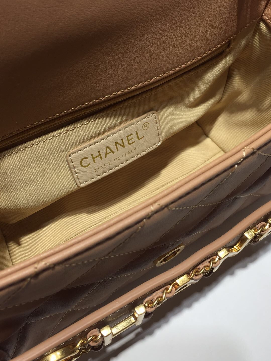 ChanelFront Logo Small Flap Bag Gold Hardware Apricot For Women, Women’s Handbags, Shoulder Bags 8.2in/21cm AS1490
