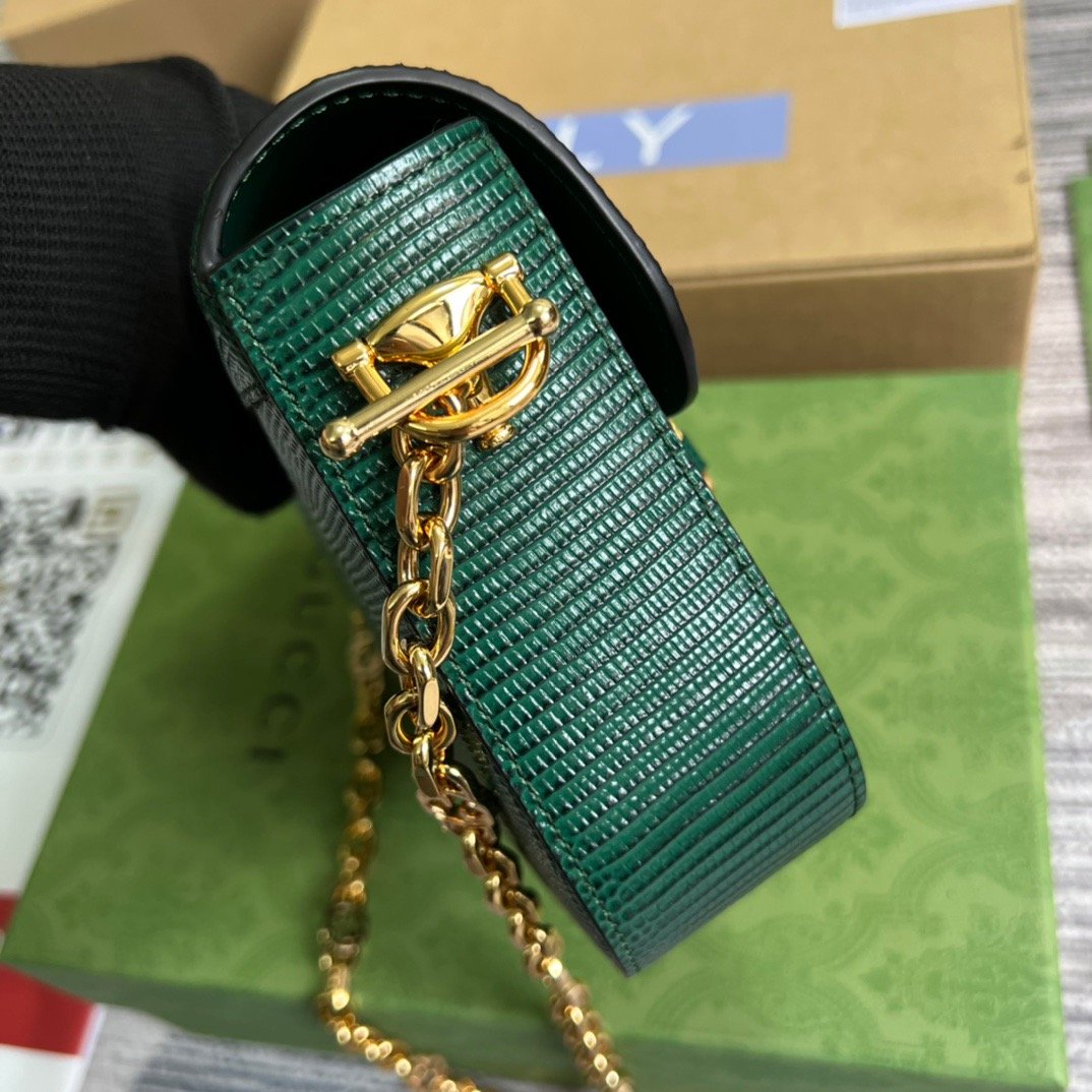 gg Horsebit 1955 Lizard Mini Bag Green For Women, Women’s Bags 8in/20cm gg 675801 LUZ0G 3154