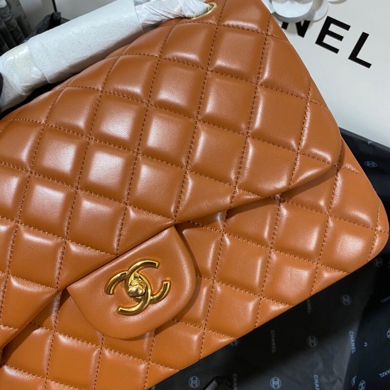 ChanelLarge Classic Handbag Gold Hardware Brown For Women, Women’s Handbags, Shoulder Bags 11.8in/30cm