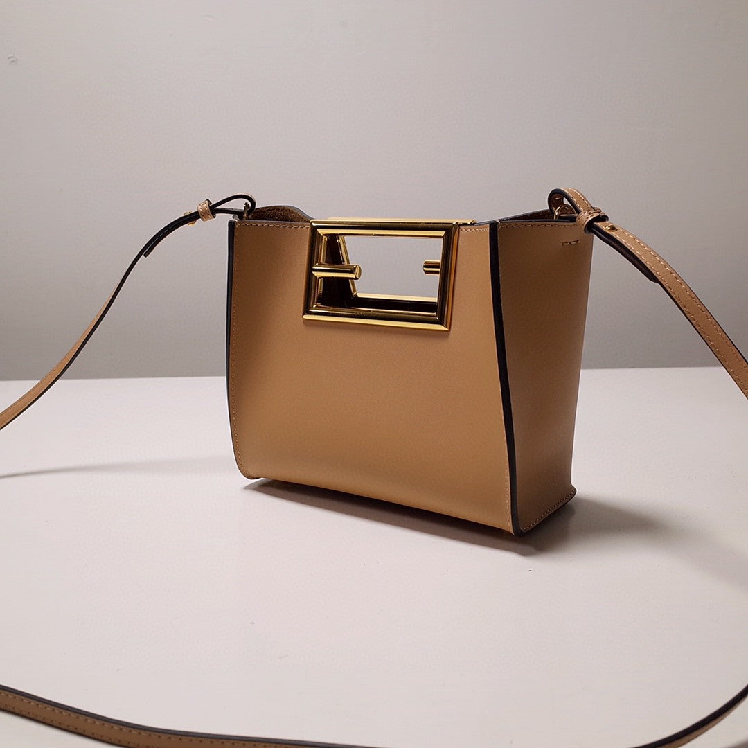 FI Way Beige Black Bag For Woman 17.5cm/7in