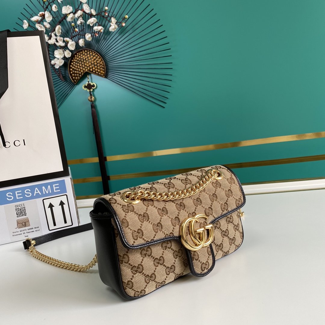 gg Marmont Matelassé Mini Bag Beige/Ebony Diagonal Matelassé Original gg Canvas For Women 8.5in/22cm 446744