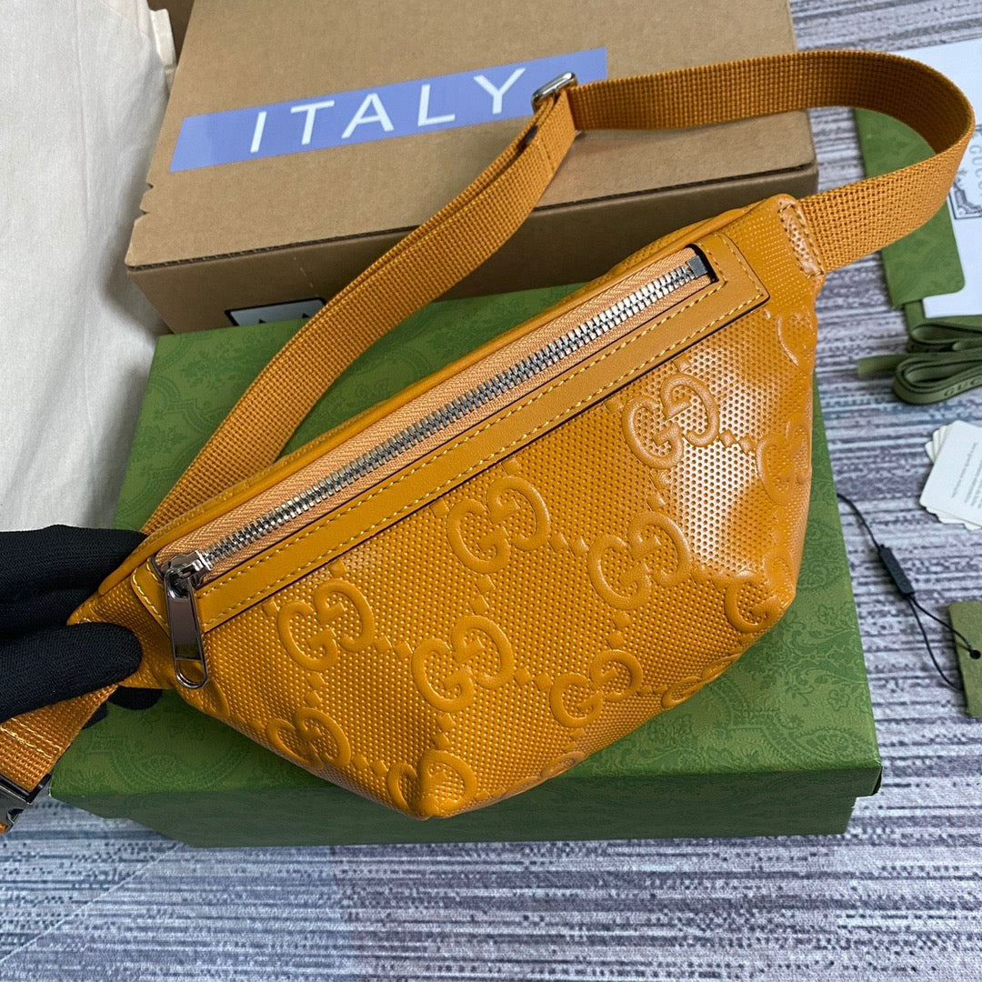 gg Embossed Belt Bag Yellow gg Embossed For Men 9.1in/23cm gg