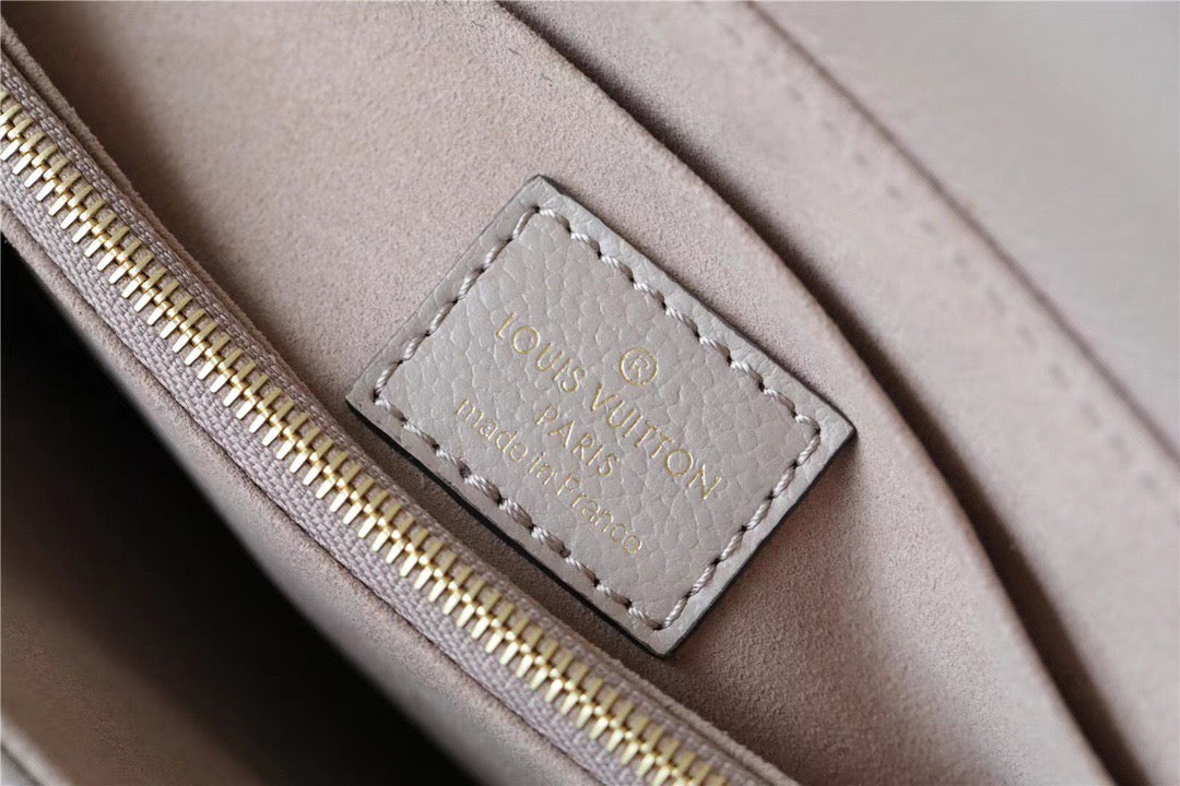 LV Madeleine MM Monogram Empreinte Dove Gray/ Creme Beige For Women, Shoulder and Crossbody Bags 11.8in/30cm LV M46041