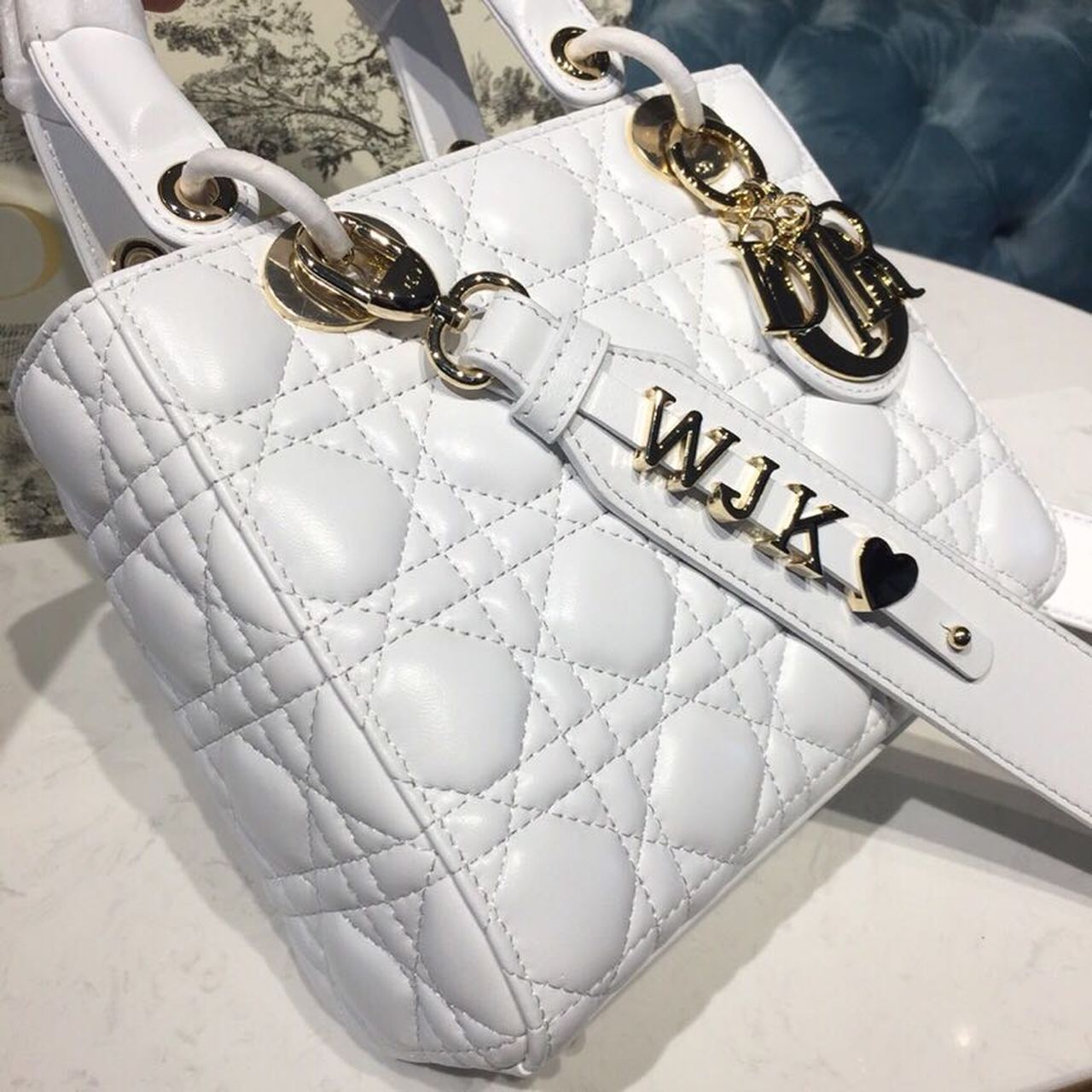 DI Small Lady My ABCBag Latte Cannage White For Women 20cm/8in CD M0538OCAL_M030