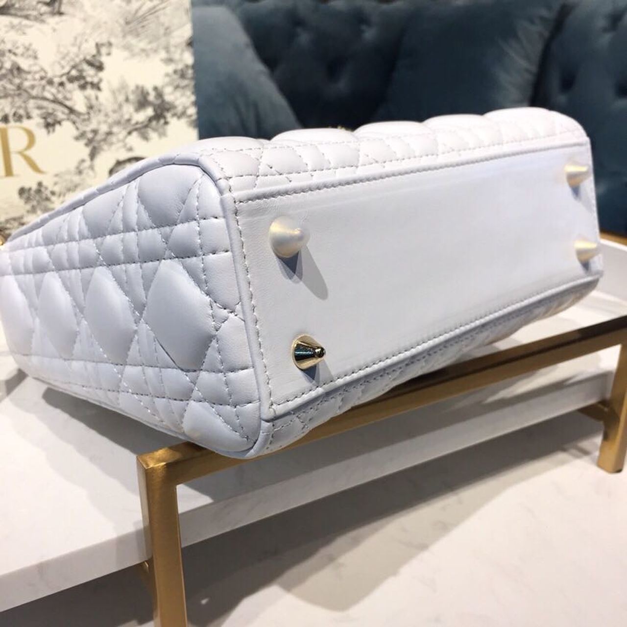 DI Small Lady My ABCBag Latte Cannage White For Women 20cm/8in CD M0538OCAL_M030