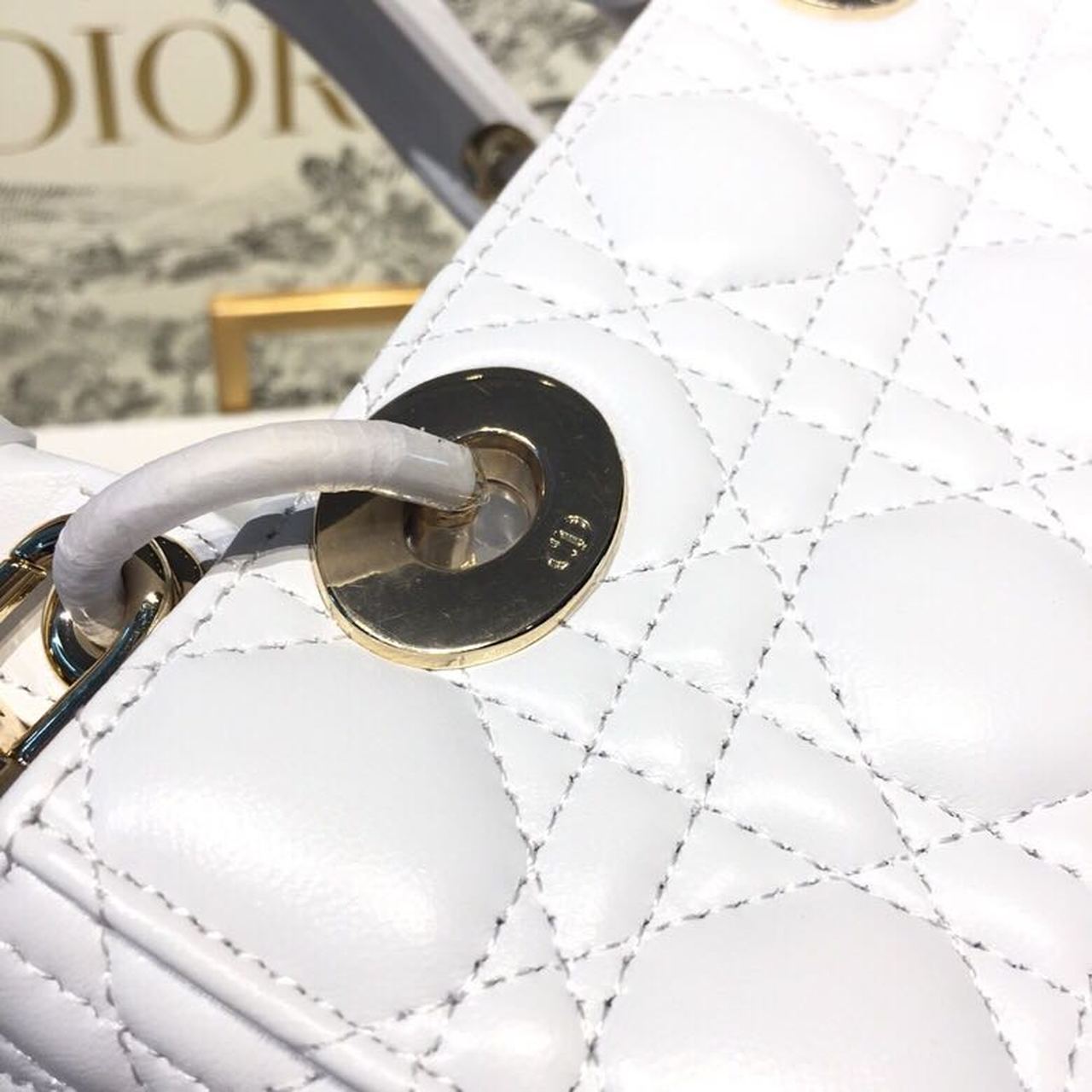 DI Small Lady My ABCBag Latte Cannage White For Women 20cm/8in CD M0538OCAL_M030