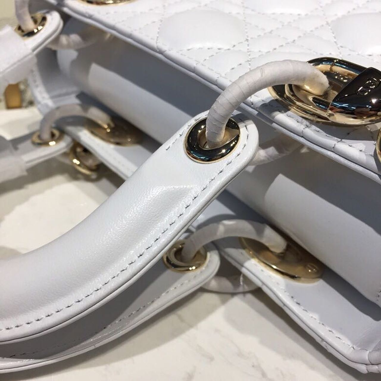 DI Small Lady My ABCBag Latte Cannage White For Women 20cm/8in CD M0538OCAL_M030