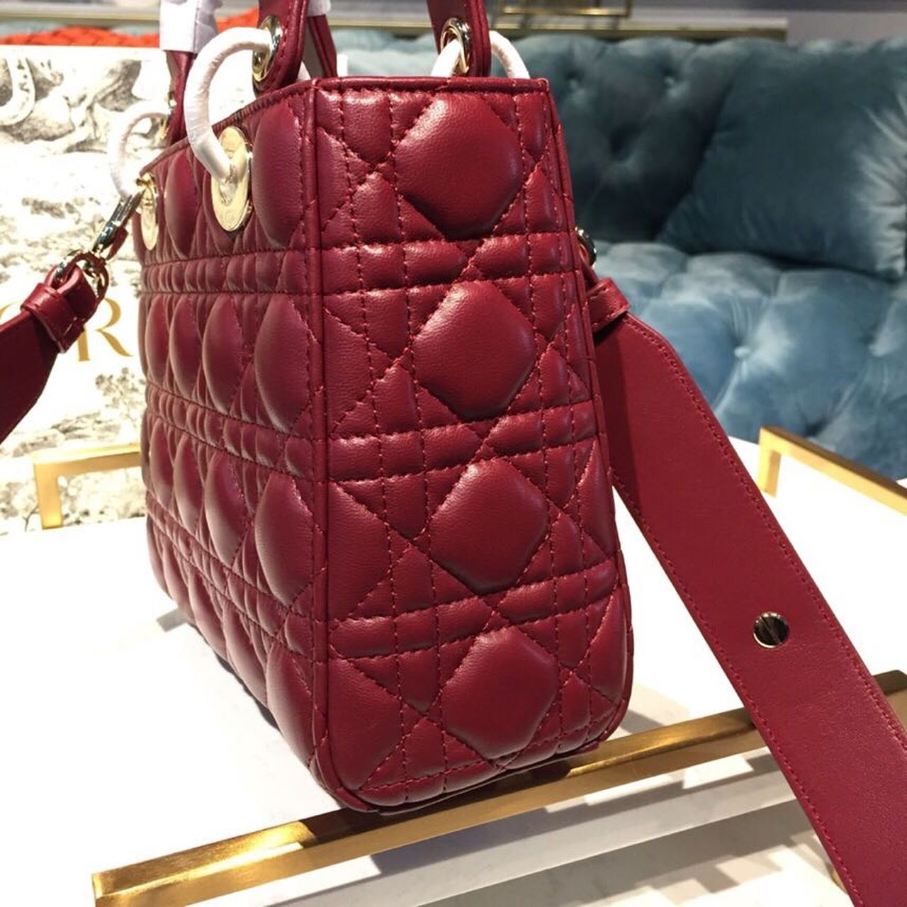 DI Small Lady My ABCBag Cherry Red Cannage For Women 20cm/8in CD