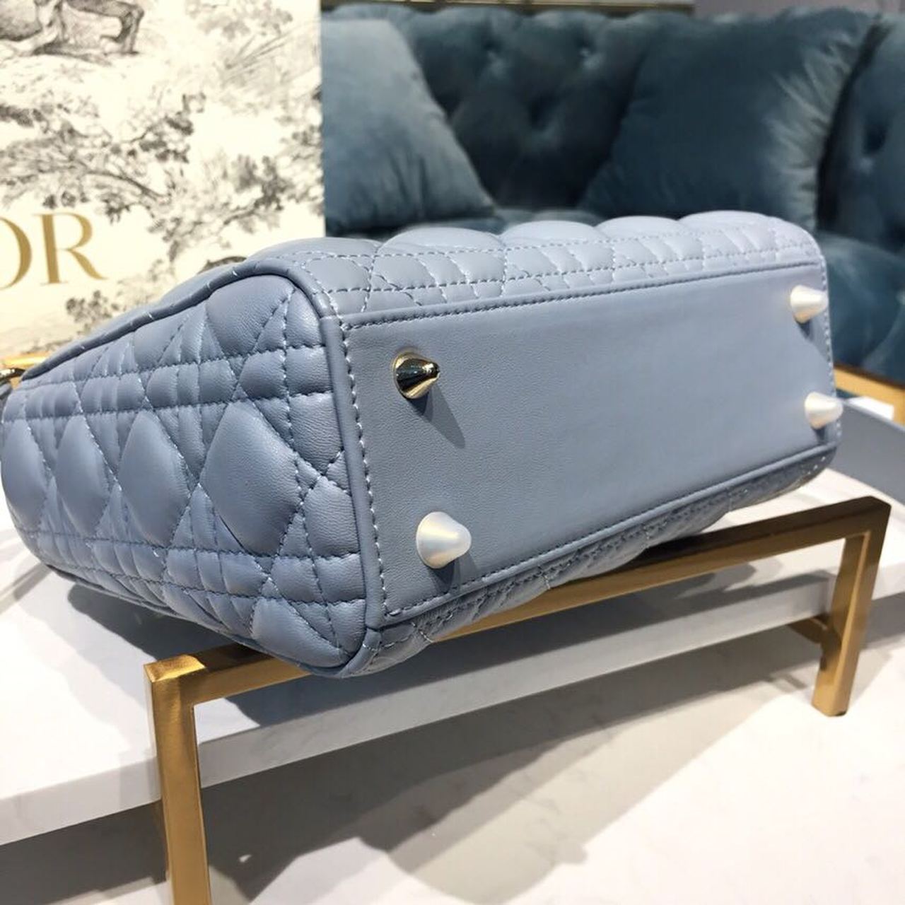 DI Small Lady My ABCBag Denim Blue Cannage For Women 20cm/8in CD M0538OCAL_M90B