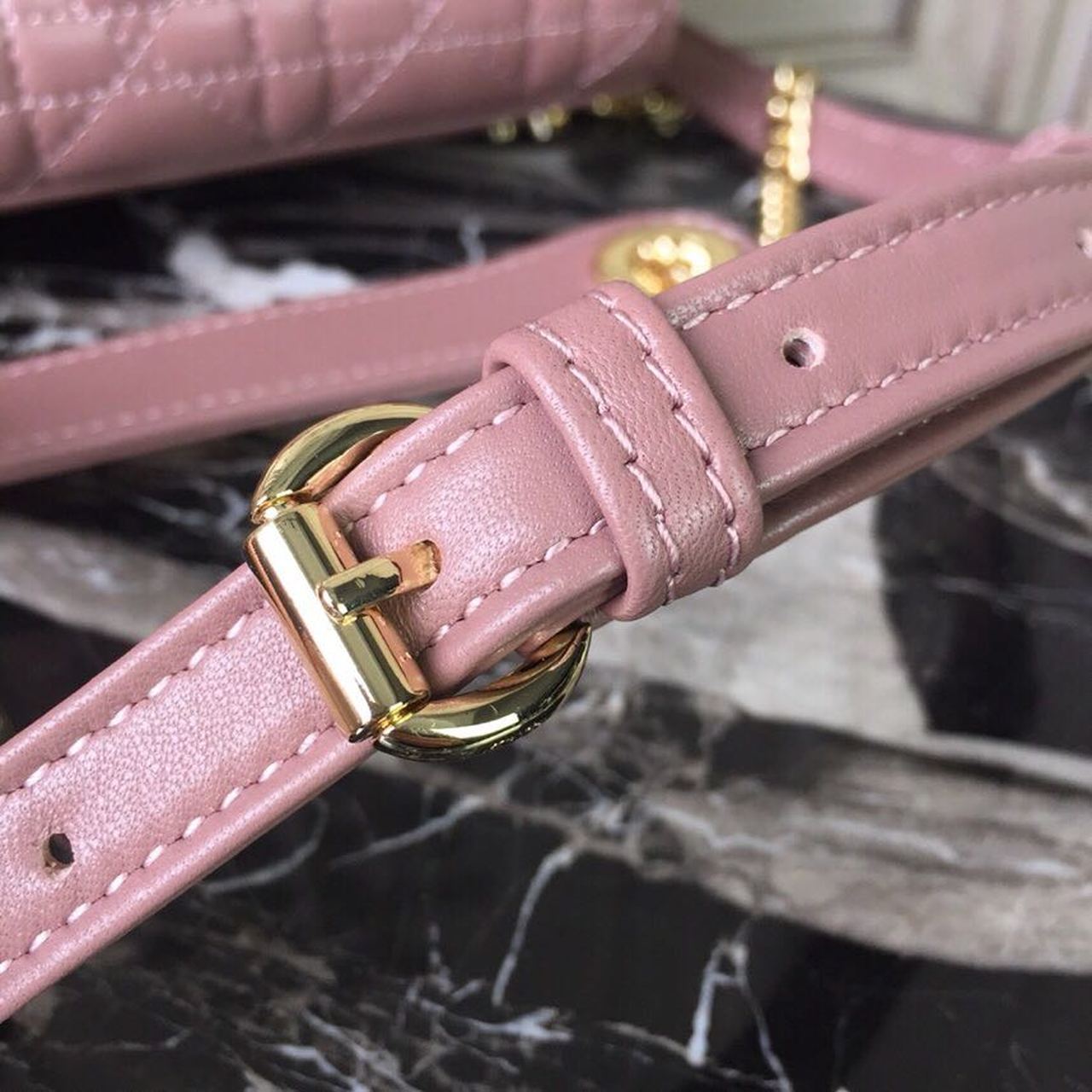 DI Mini Lady Bag Gold Toned Hardware Dusty Pink For Women 18cm/7in CD