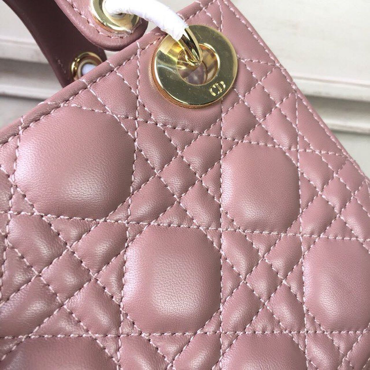 DI Mini Lady Bag Gold Toned Hardware Dusty Pink For Women 18cm/7in CD