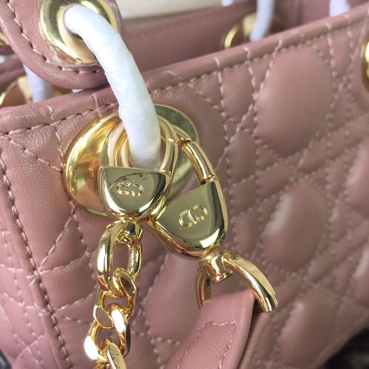 DI Mini Lady Bag Gold Toned Hardware Dusty Pink For Women 18cm/7in CD