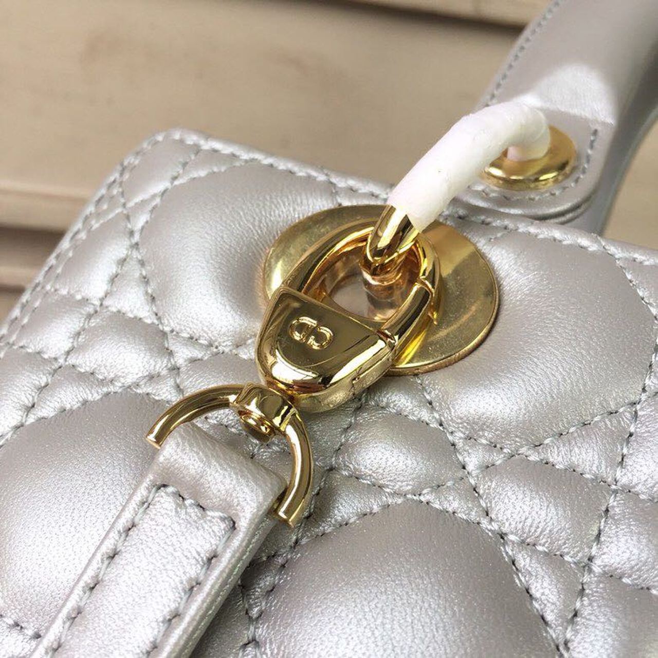 DI Medium Lady Bag Gold Toned Hardware For Women 9.5in/24cm CD