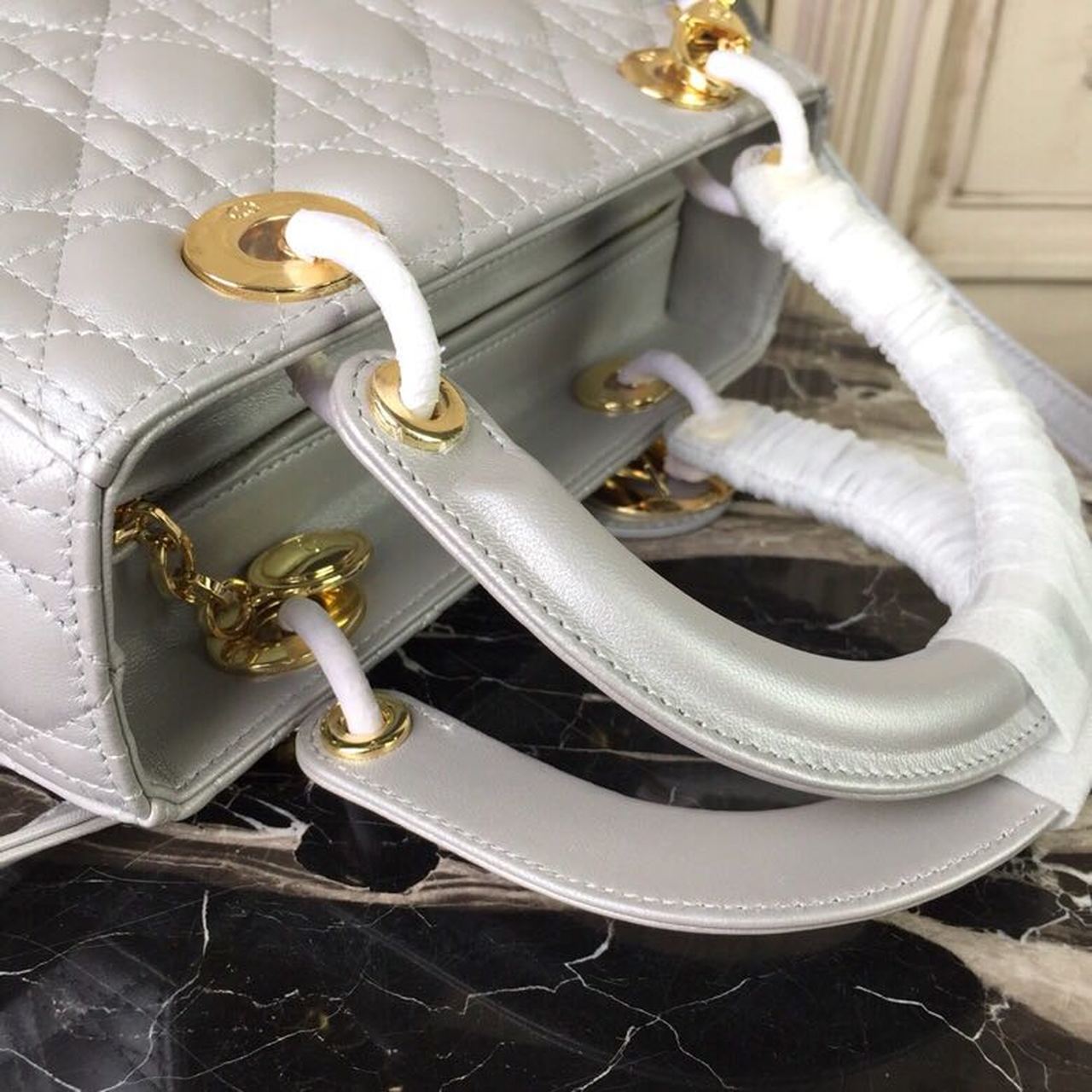 DI Medium Lady Bag Gold Toned Hardware For Women 9.5in/24cm CD