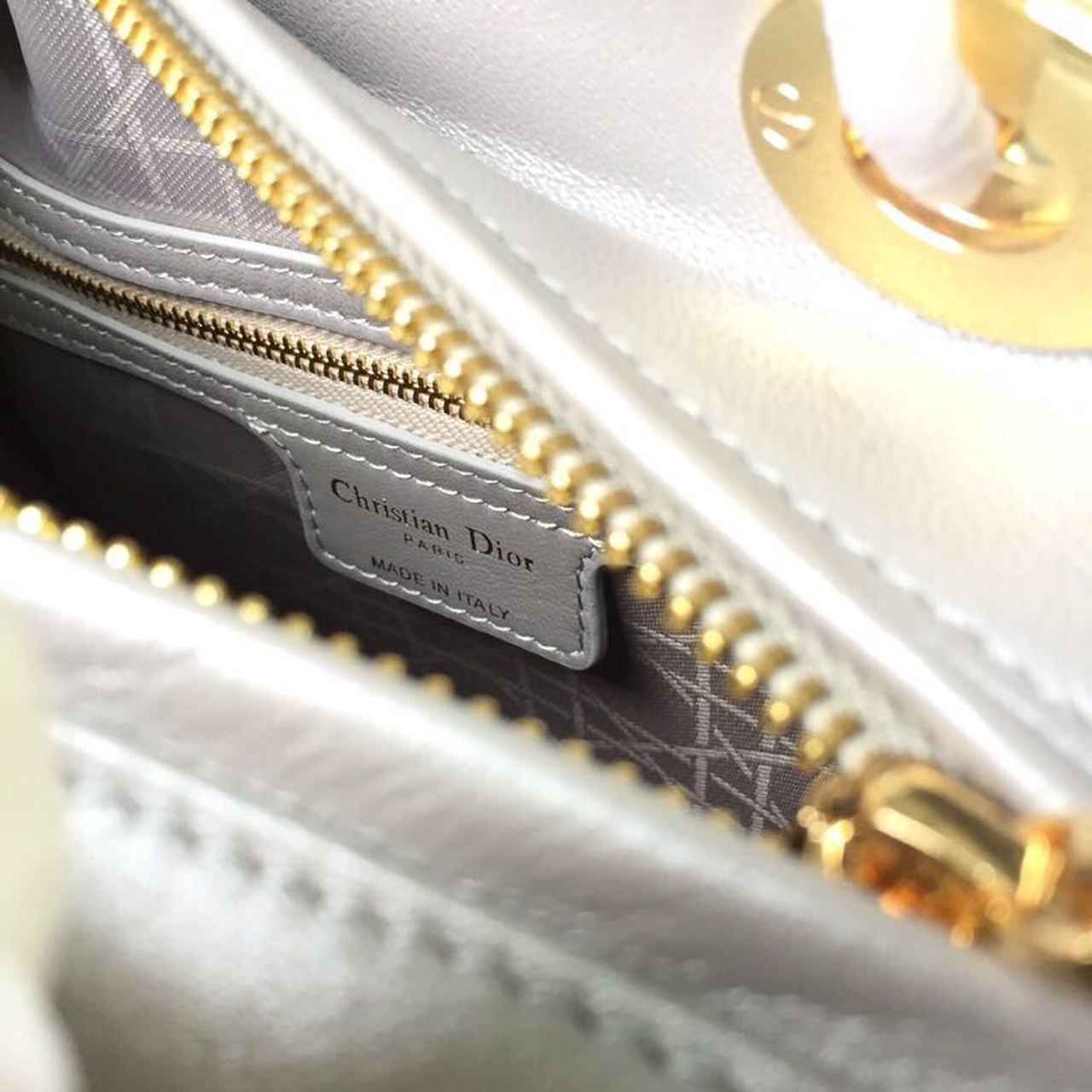 DI Medium Lady Bag Gold Toned Hardware For Women 9.5in/24cm CD