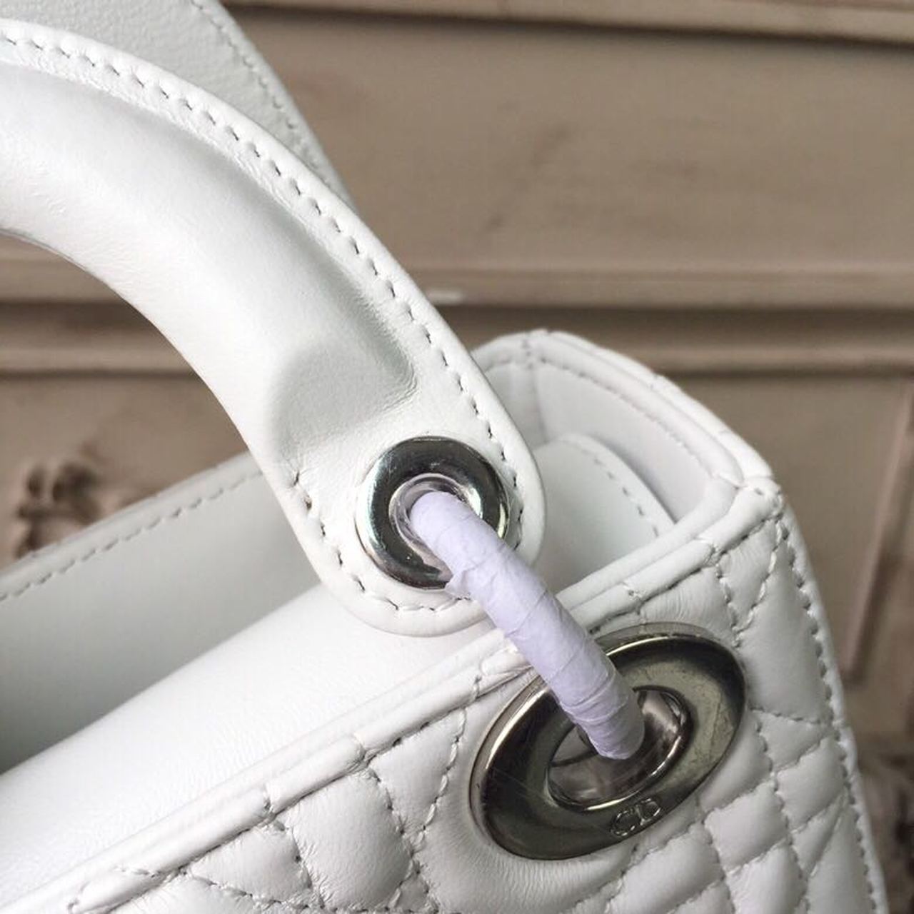 DI Mini Lady Bag White Chain Silver Hardware For Women 17cm/6.5in CD