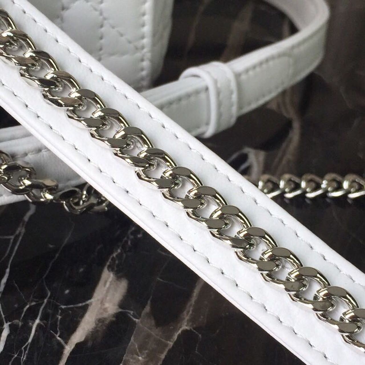 DI Mini Lady Bag White Chain Silver Hardware For Women 17cm/6.5in CD