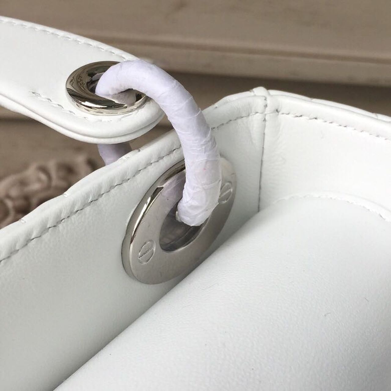 DI Mini Lady Bag White Chain Silver Hardware For Women 17cm/6.5in CD