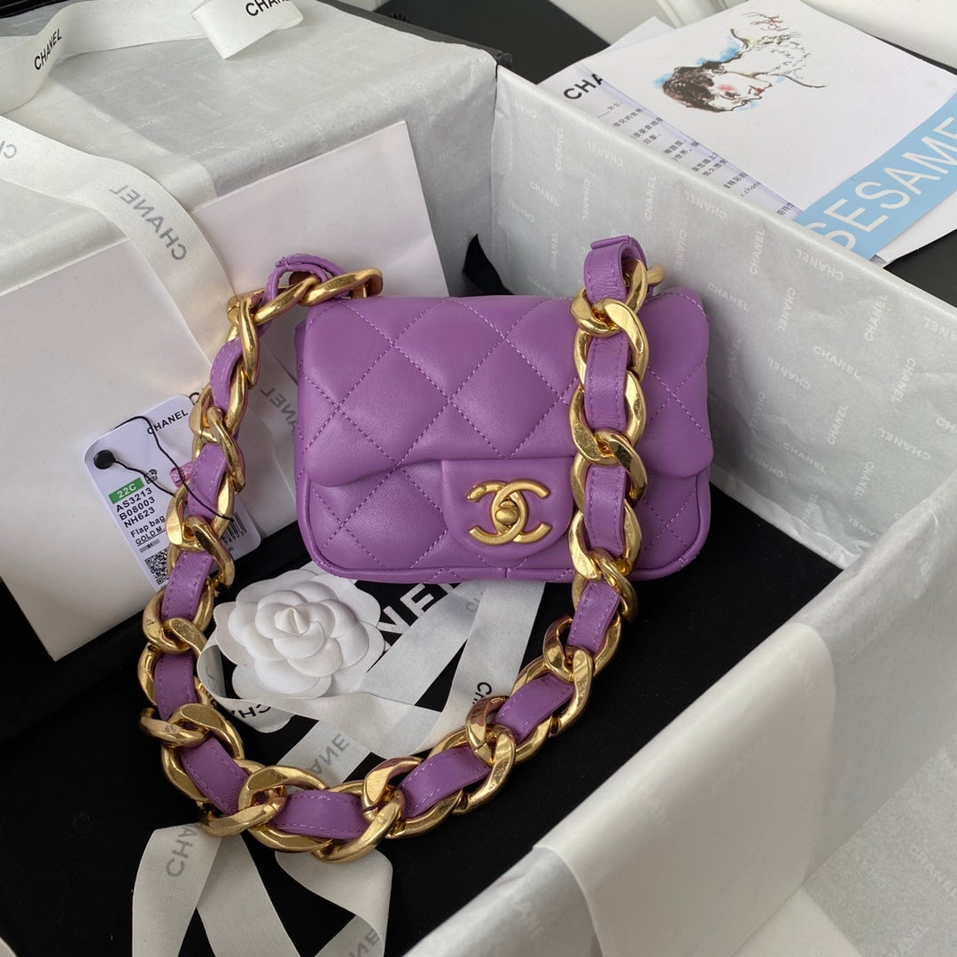 ChanelMini Flap Bag Purple For Women, Women’s Bags Shoulder And Crossbody Bags 6.6in/17cm AS3213