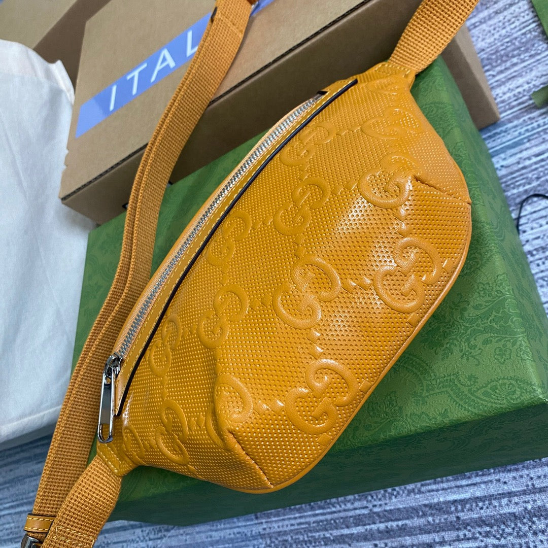 gg Embossed Belt Bag Yellow gg Embossed For Men 9.1in/23cm gg