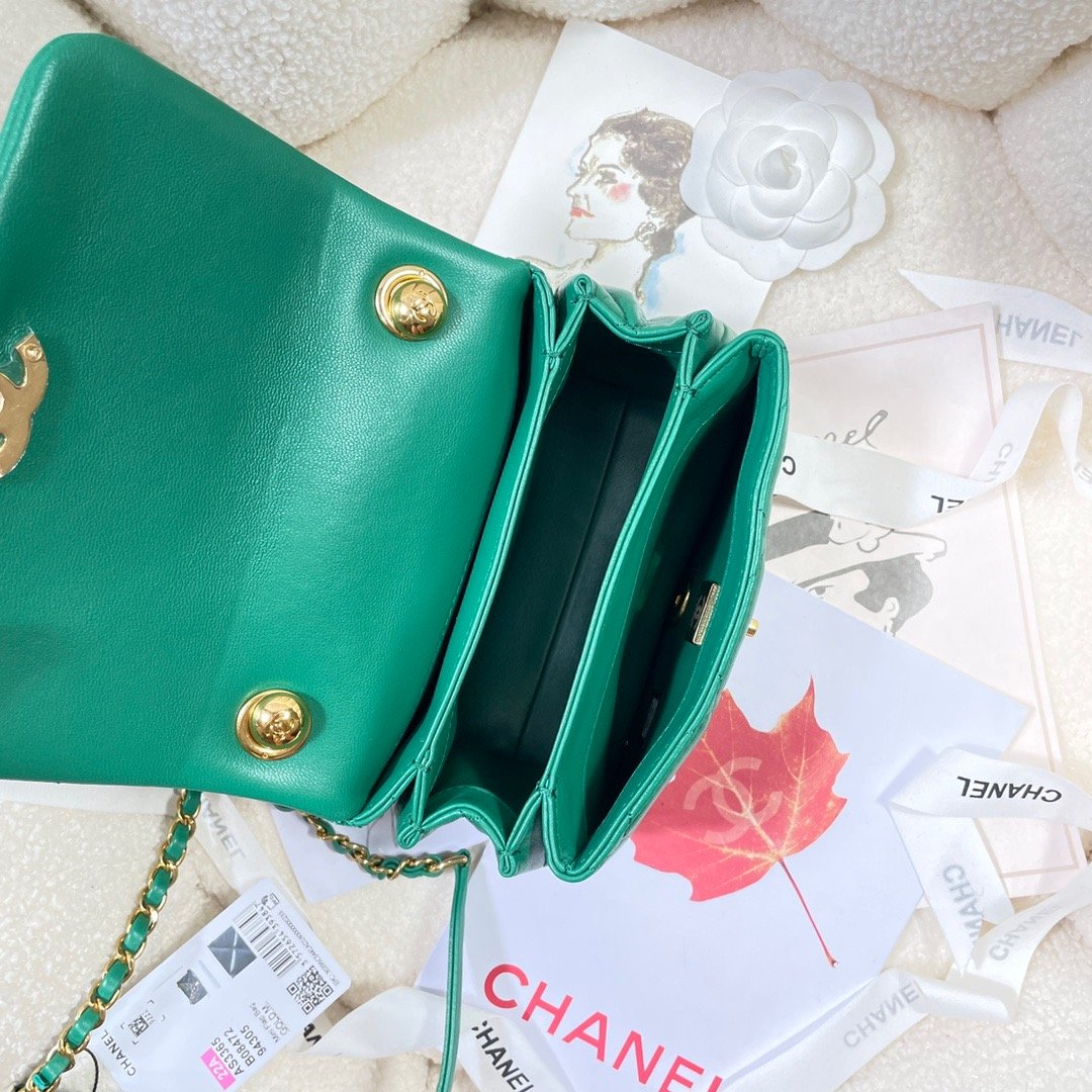ChanelMini Flap Bag Gold Hardware Green For Women, Women’s Handbags, Shoulder Bags 6.7in/17cm AS3365