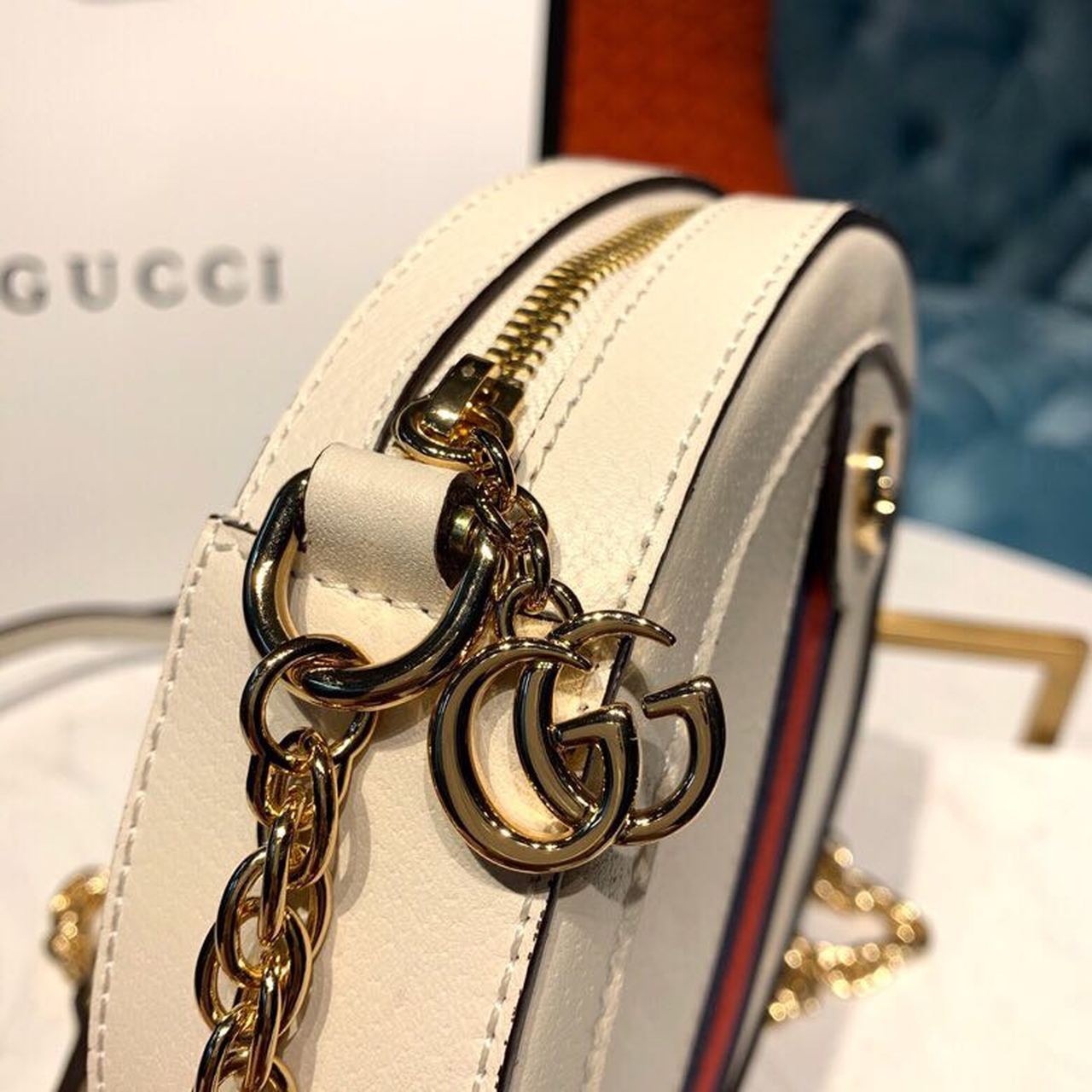 gg Ophidia Mini gg Round Shoulder Bag White For Women 7in/18cm gg