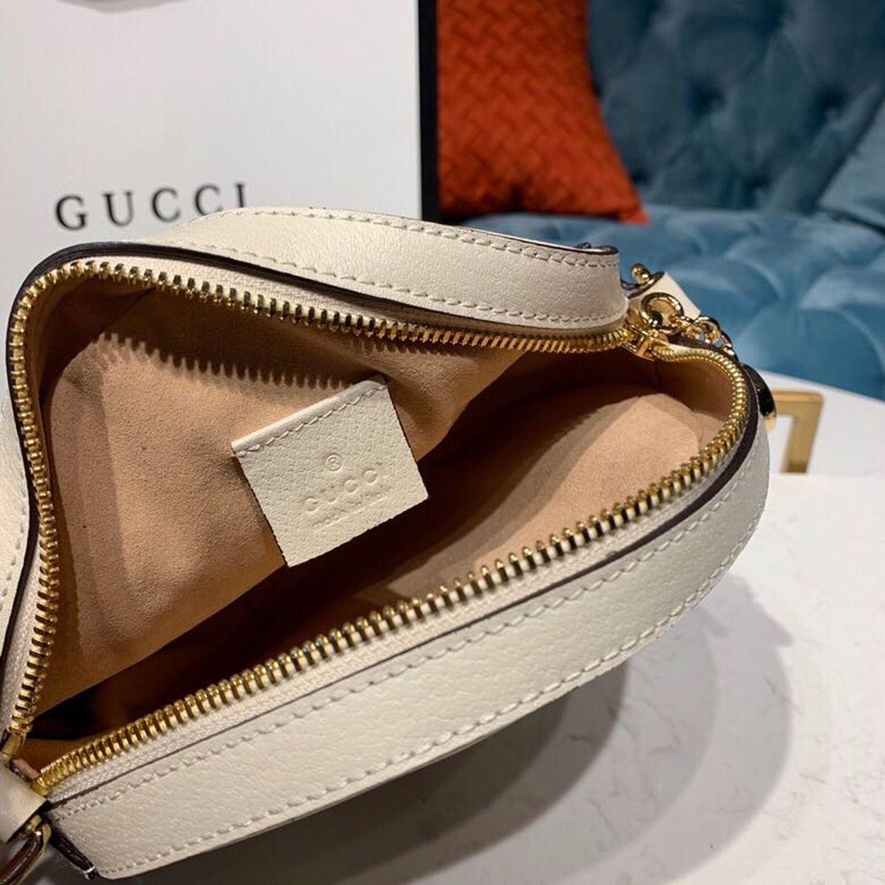 gg Ophidia Mini gg Round Shoulder Bag White For Women 7in/18cm gg
