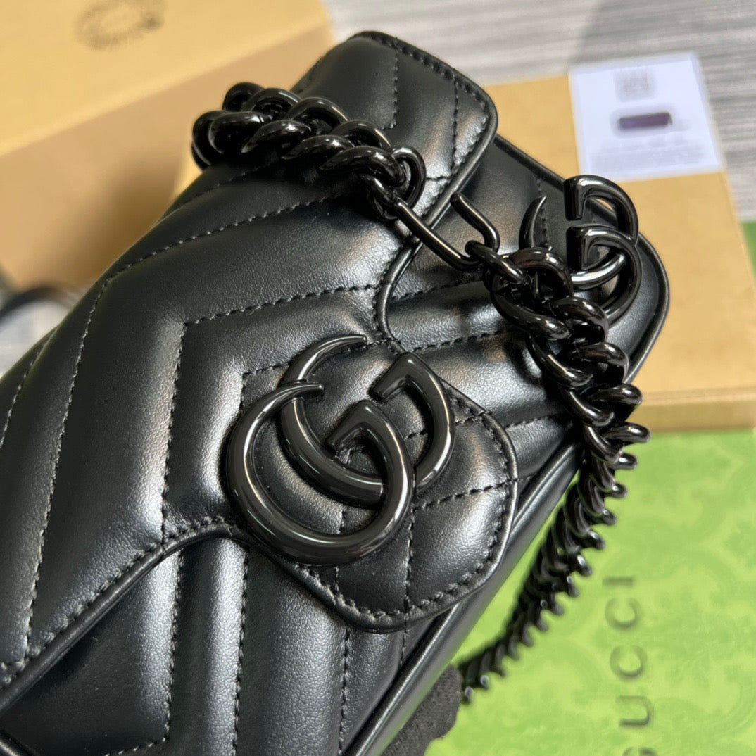 gg Marmont Super Mini Bag Black For Women, Women’s Bags 6.2in/17cm gg