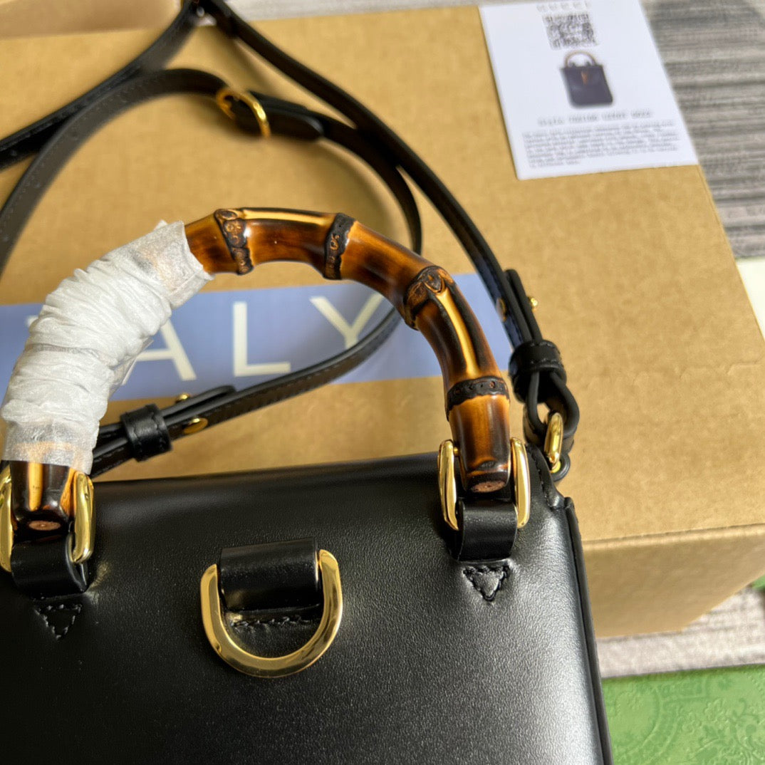 gg Bamboo Mini Handbag Black For Women, Women’s Bags 6.2in/16cm gg 702106 UZY0T 1000