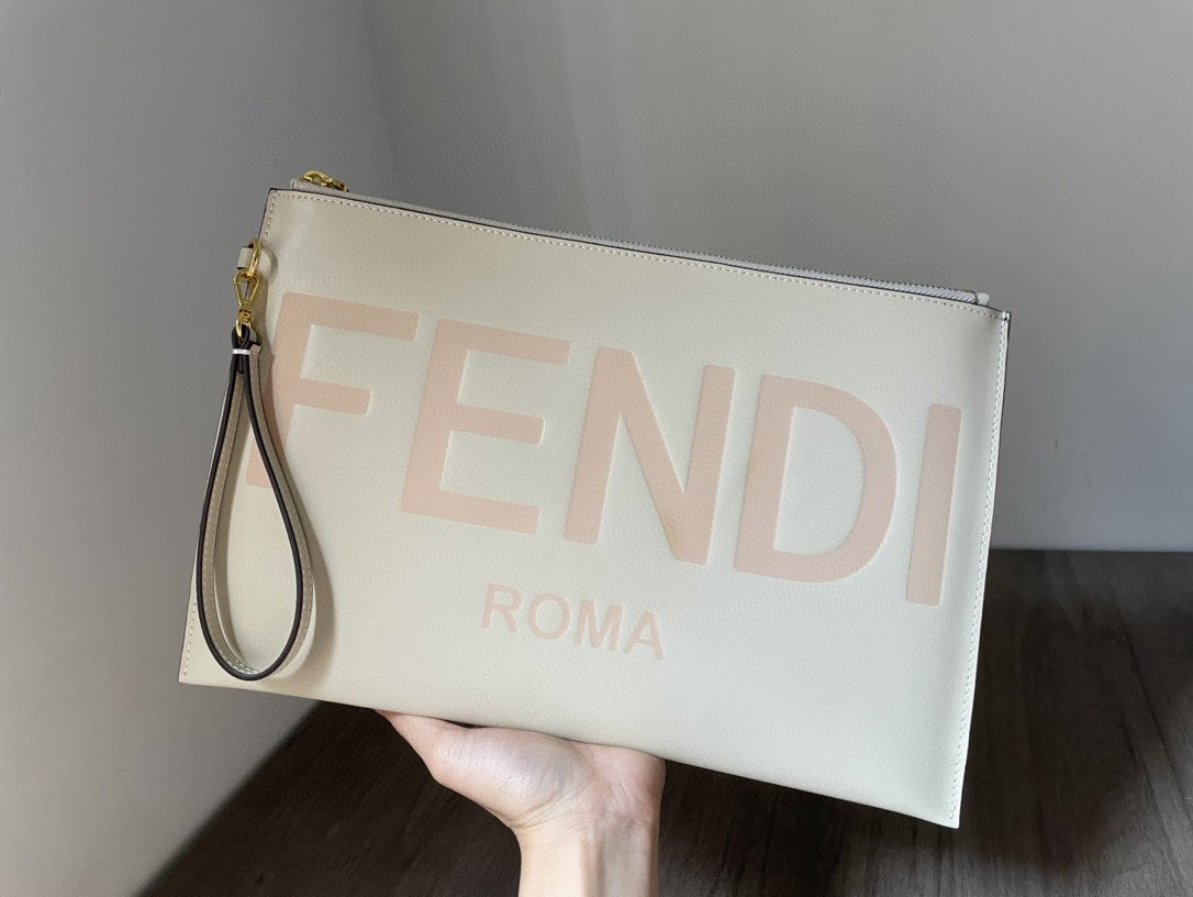FI Flat Pouch White Large Pouch Bag For Woman 34cm/13in 8N0178AC9LF0K7E