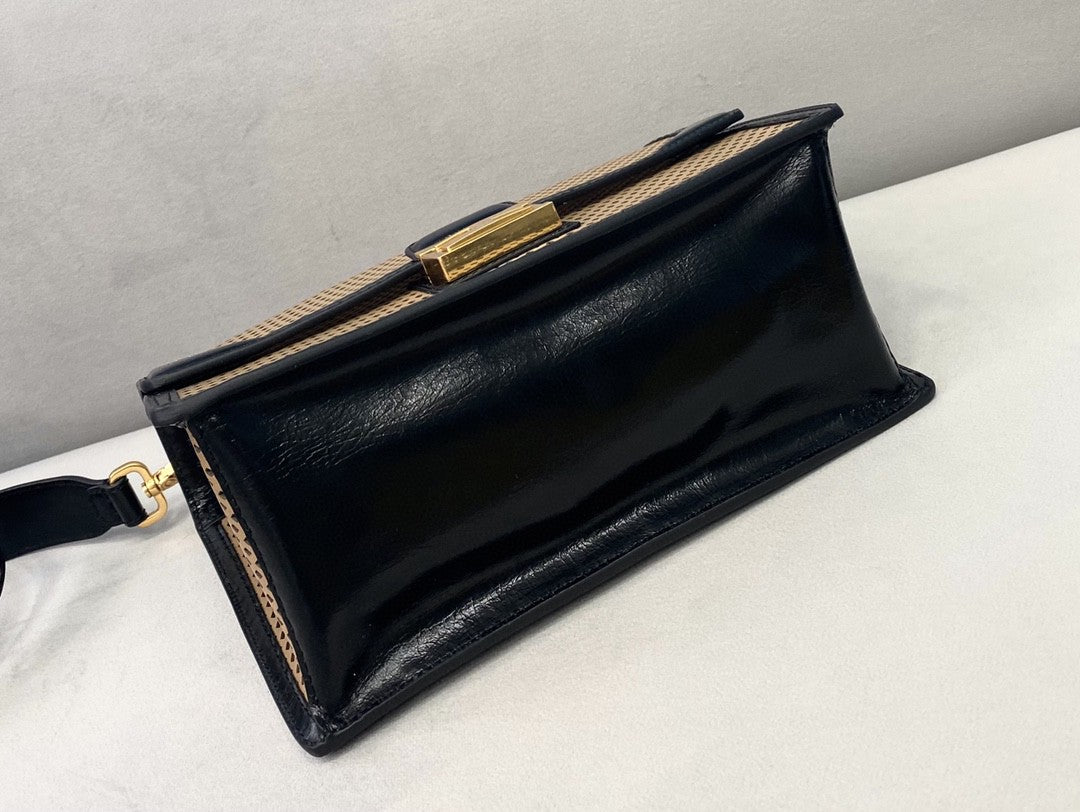 FI Medium Kan U Black and Brown Bag For Woman 25cm/10in