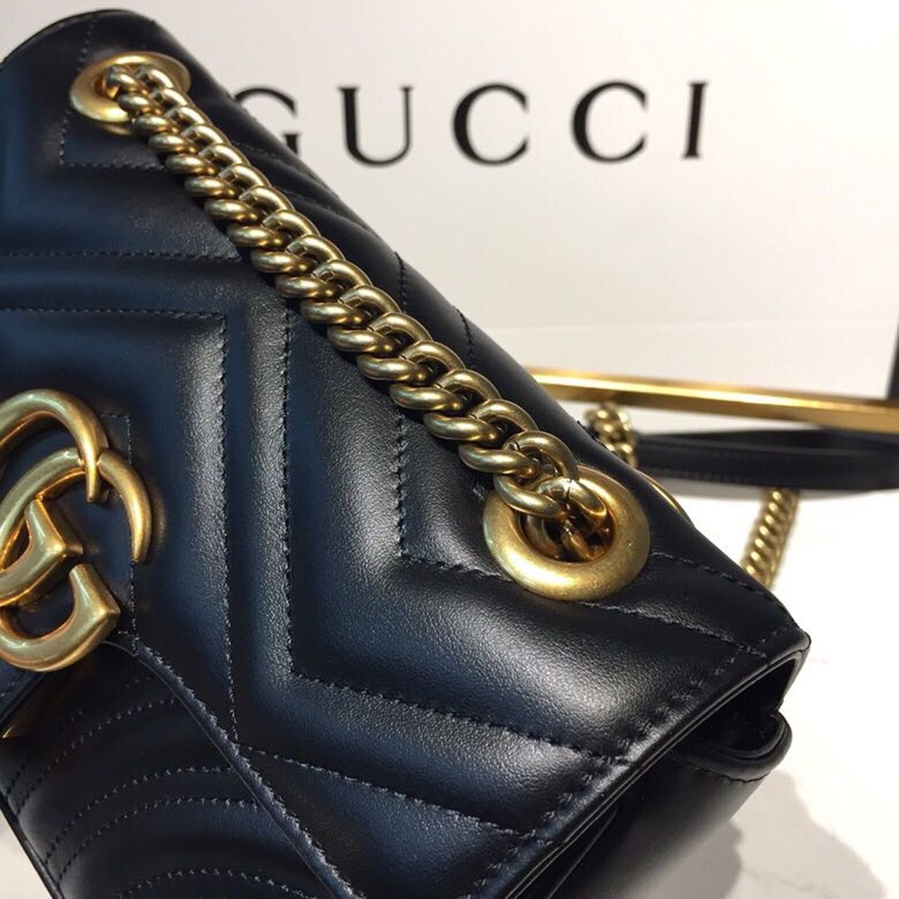 gg Marmont Matelassé Mini Bag Black Matelassé Chevron With A Heart For Women 9in/22cm gg 446744 DTDIT 1000