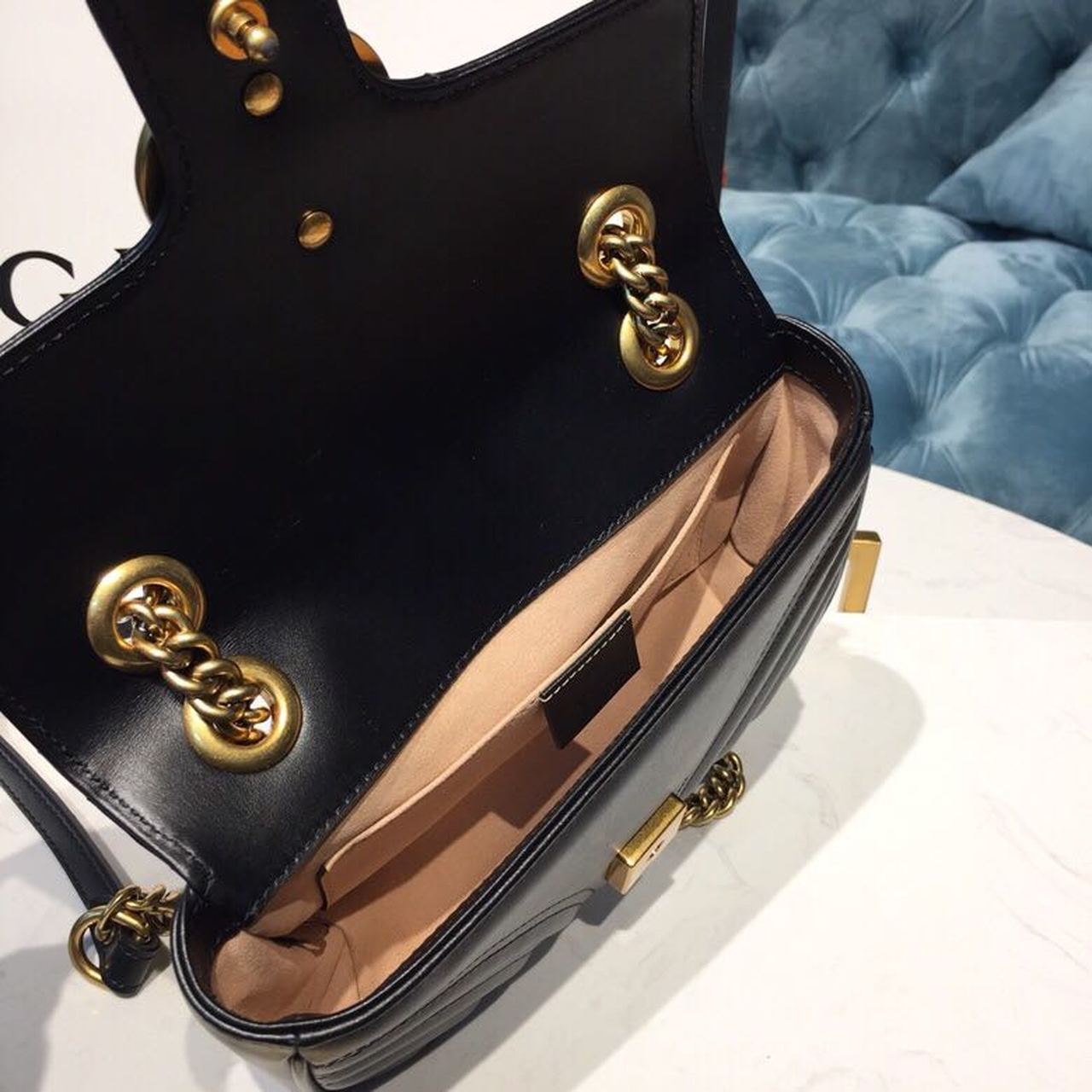 gg Marmont Matelassé Mini Bag Black Matelassé Chevron With A Heart For Women 9in/22cm gg 446744 DTDIT 1000