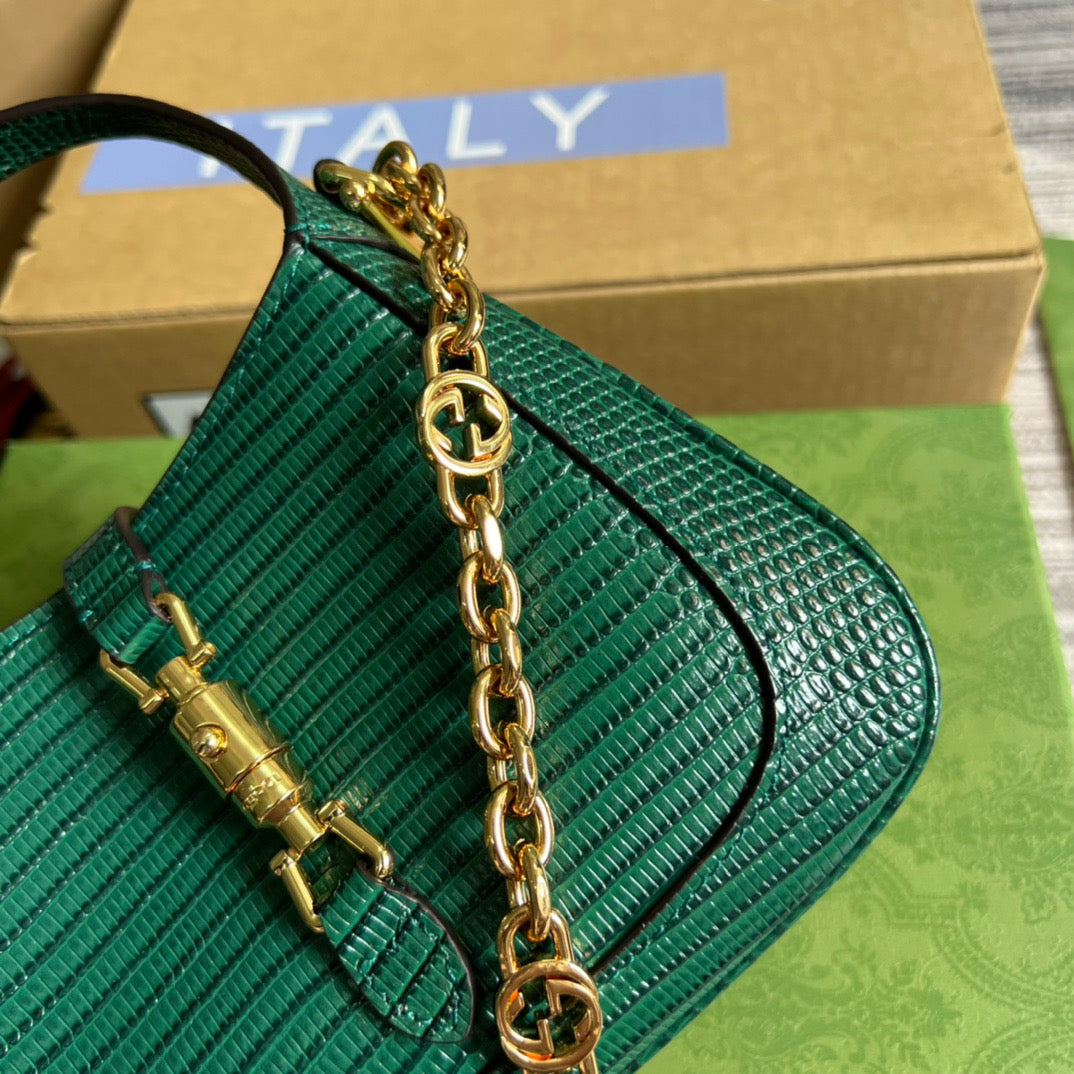 gg Jackie 1961 Lizard Mini Bag Green For Women, Women’s Bags 7.5in/19cm gg 