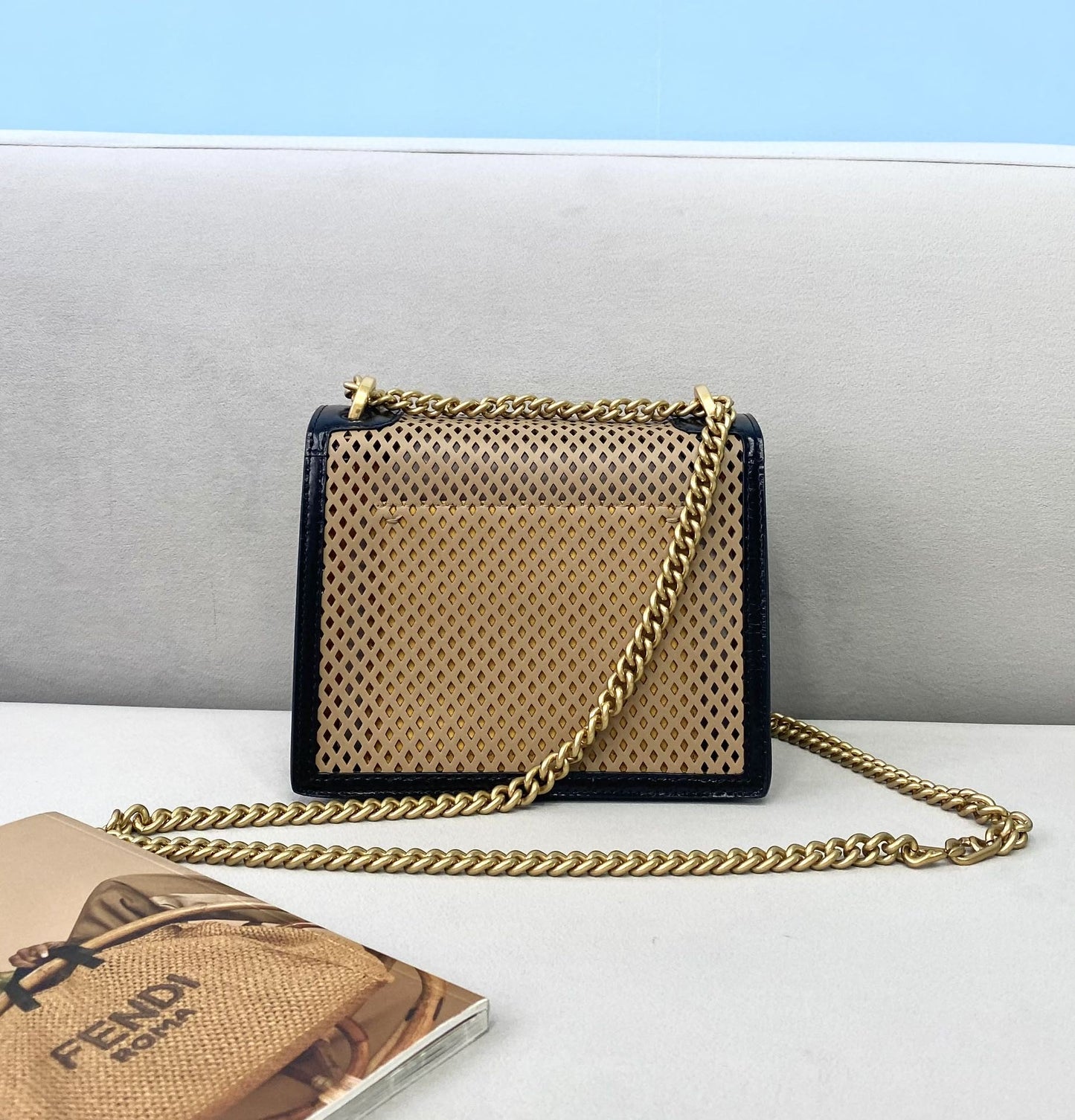 FI Small Kan U Black and Brown Bag For Woman 19cm/7.5in485