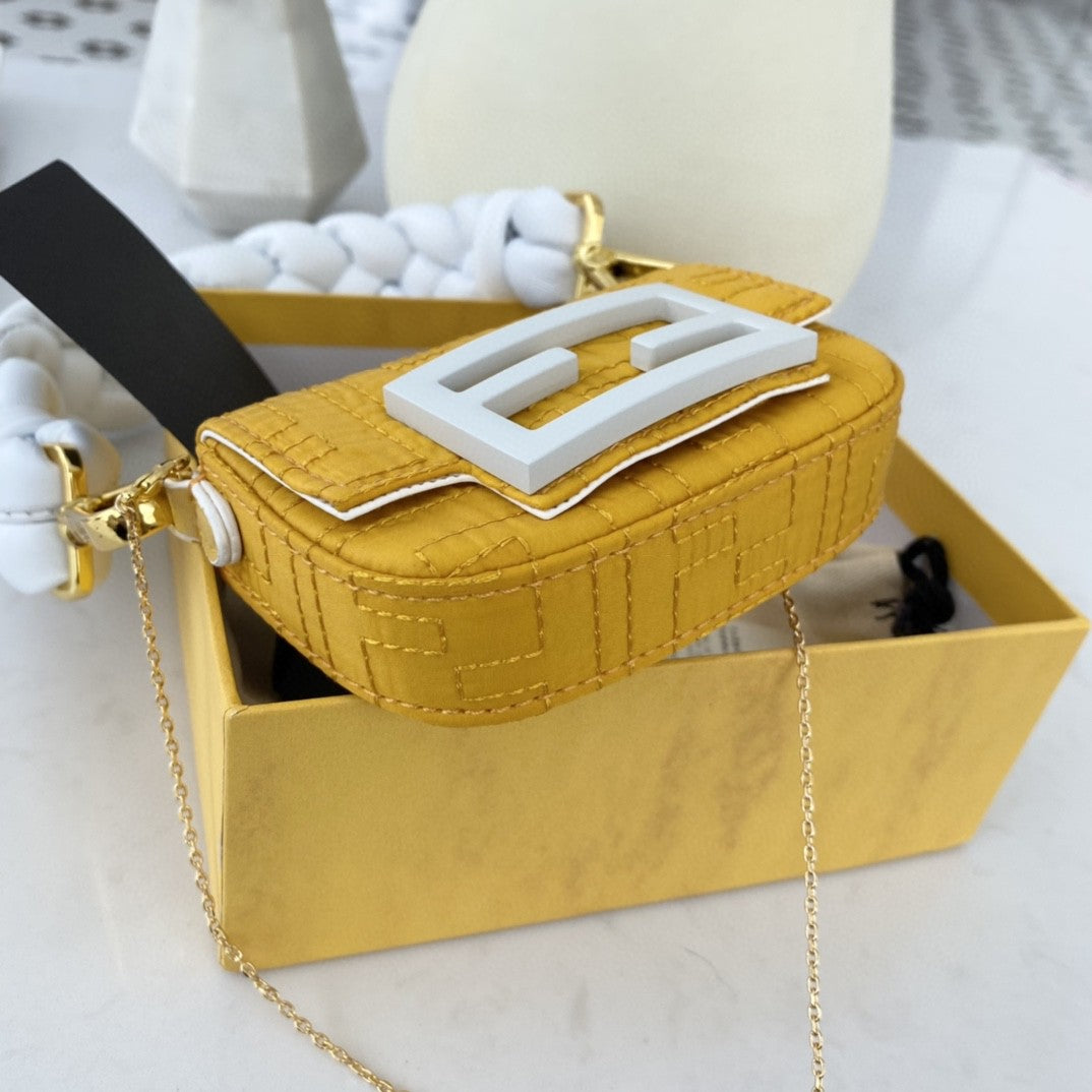 FI Nano Baguette Maxi Handle Yellow and White Bag For Woman 6.5cm/2.5in