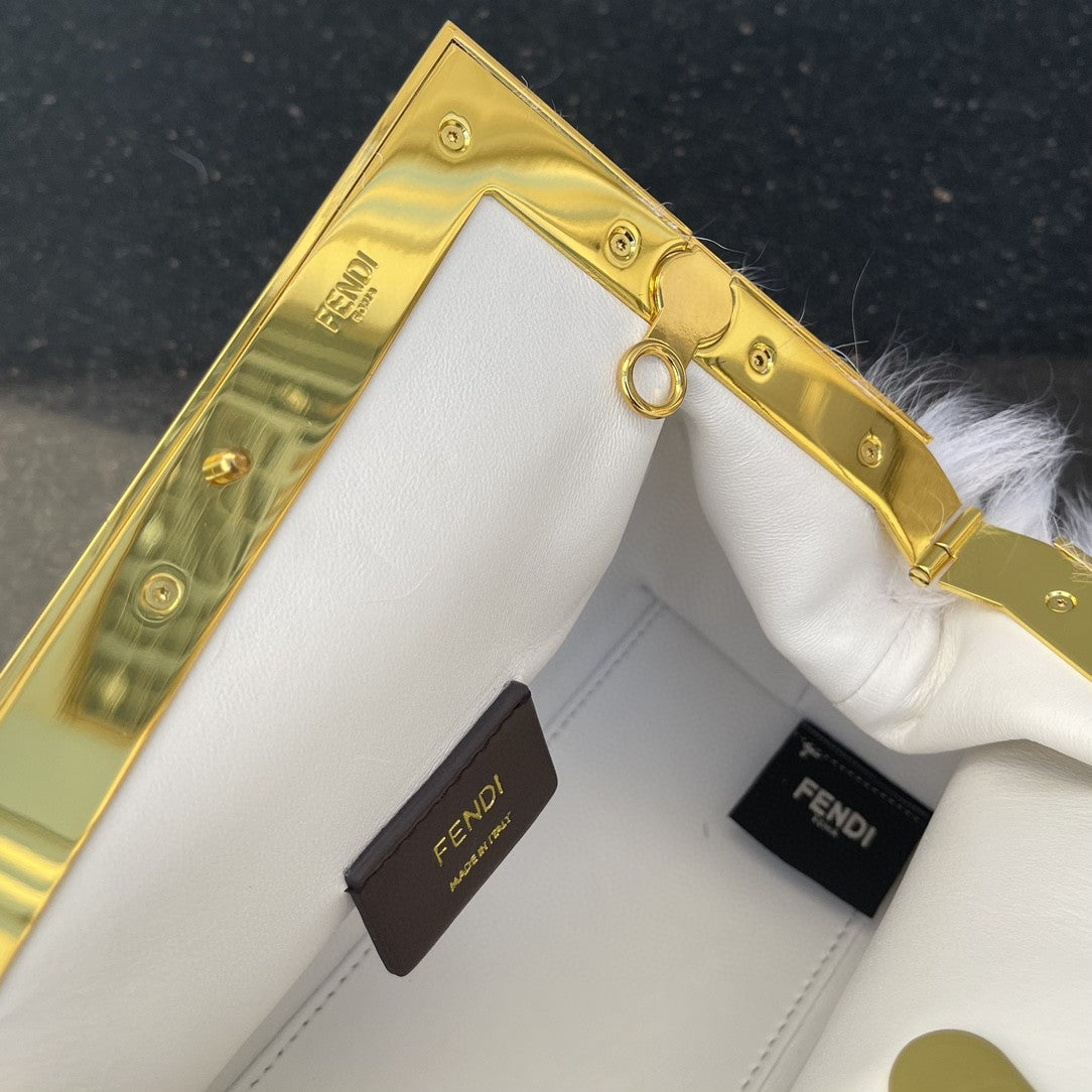FI First Small White Fox Fur Bag For Woman 26cm/10in