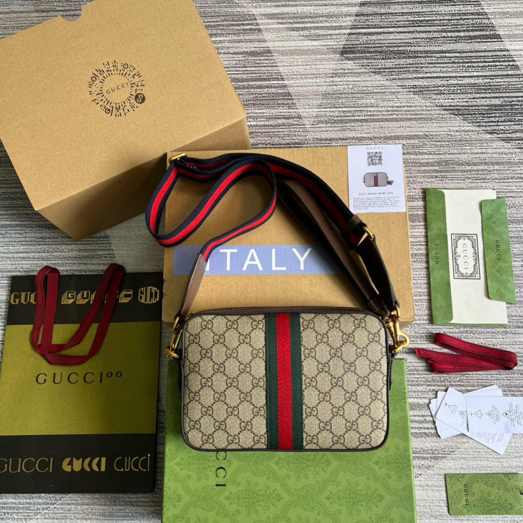 gg Ophidia gg Shoulder Bag Beige And Ebony gg Supreme Canvas For Women 9.2in/23cm gg 699439 9C2ST 8920