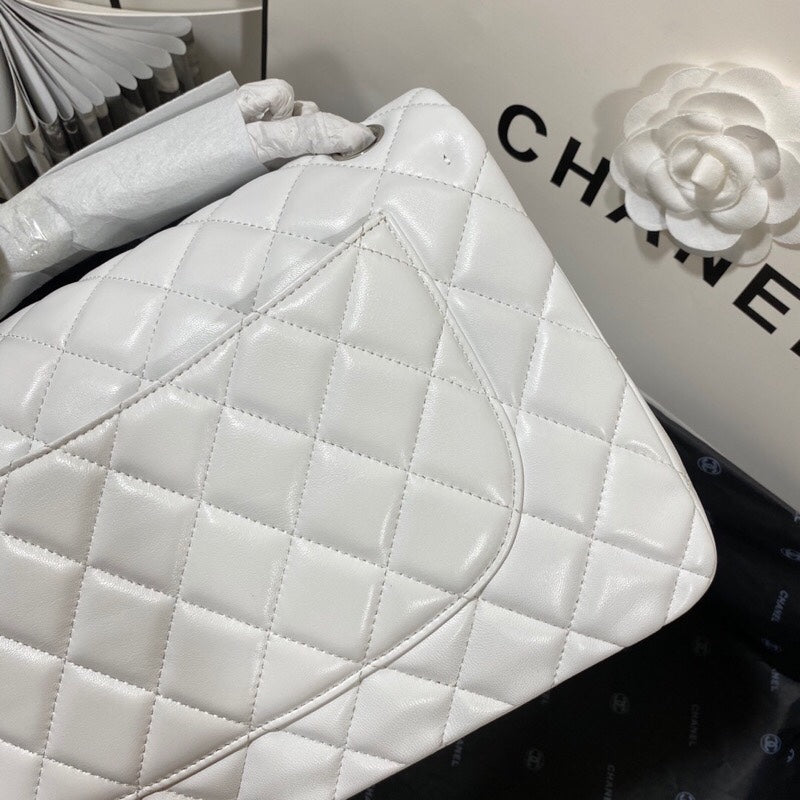 ChanelLarge Classic Handbag Silver Hardware White For Women, Women’s Handbags, Shoulder Bags 11.8in/30cm