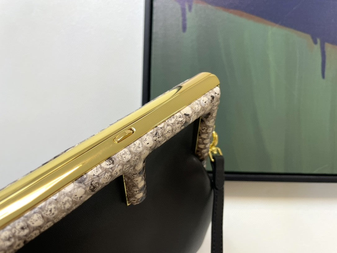 FI First Small Black with python Bag For Woman 26cm/10in 8BP129AGWRF1G5K