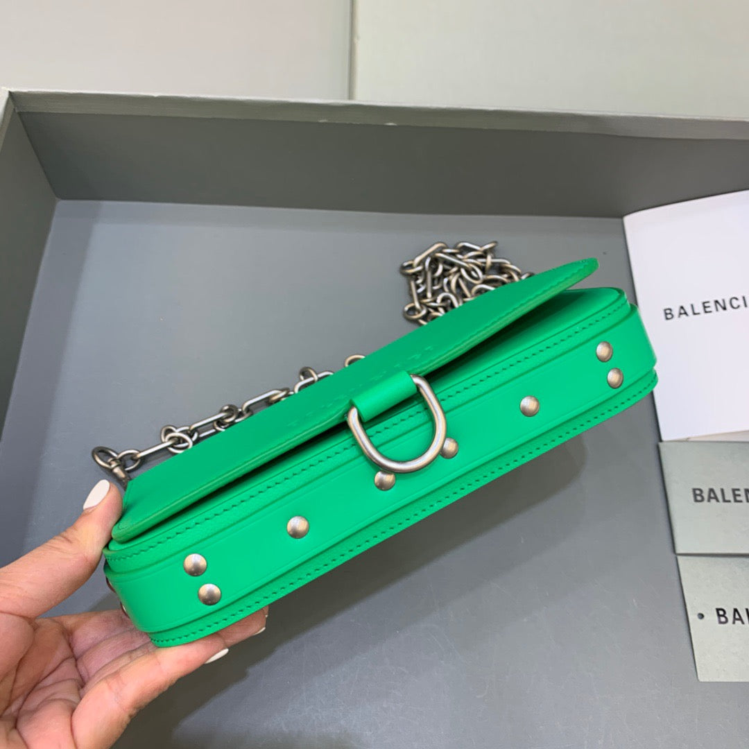 Balen Bondage Wallet With Chain Green, For Women, Bags 8in/20cm