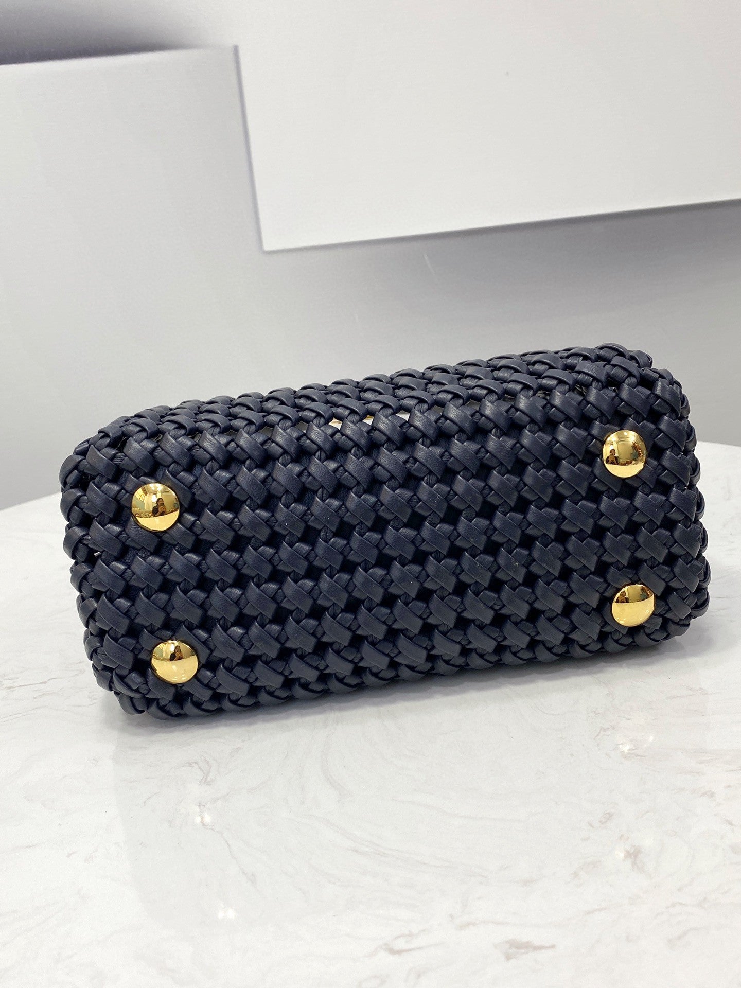FI Peekaboo Mini Navy Blue Braided Bag For Woman 18cm/7in