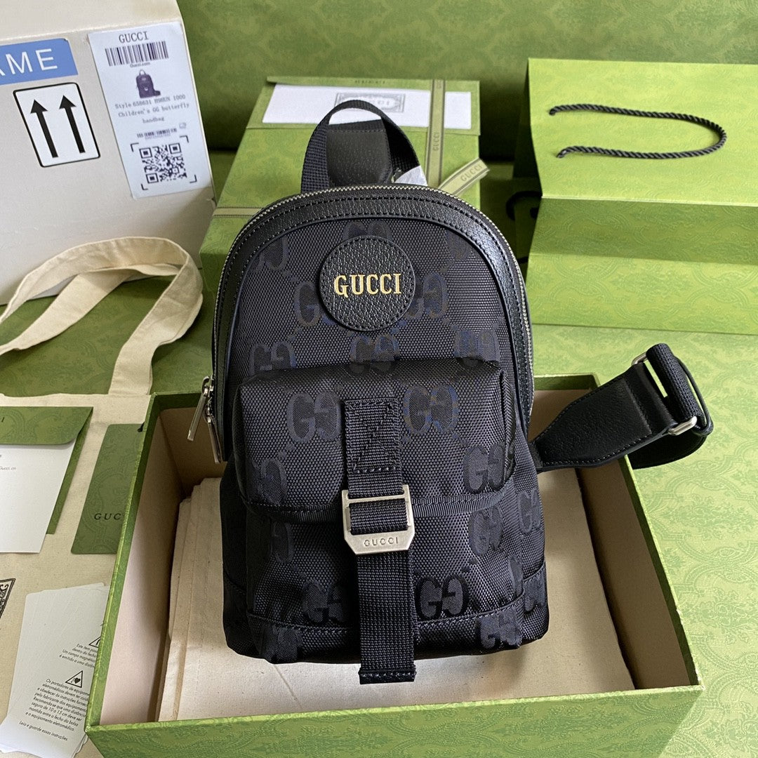 gg Off The Grid Sling Backpack Black gg Nylon For Men 11in/27cm 658631 H9HUN 1000
