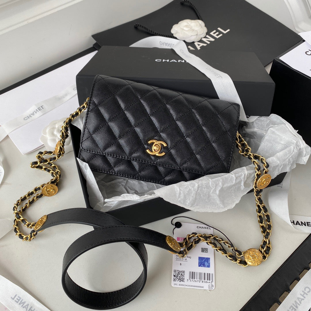 Chanel Clutch With Chain Gold Hardware Black For Women, Women’s Handbags, Shoulder Bags 7.1in/18cm AP2860