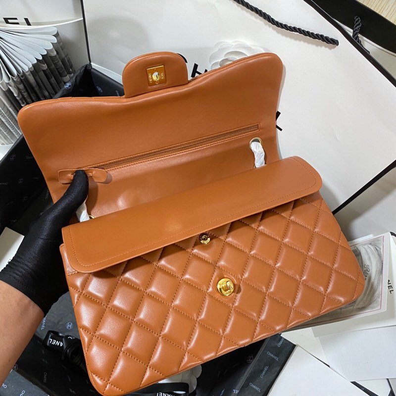 ChanelLarge Classic Handbag Gold Hardware Brown For Women, Women’s Handbags, Shoulder Bags 11.8in/30cm